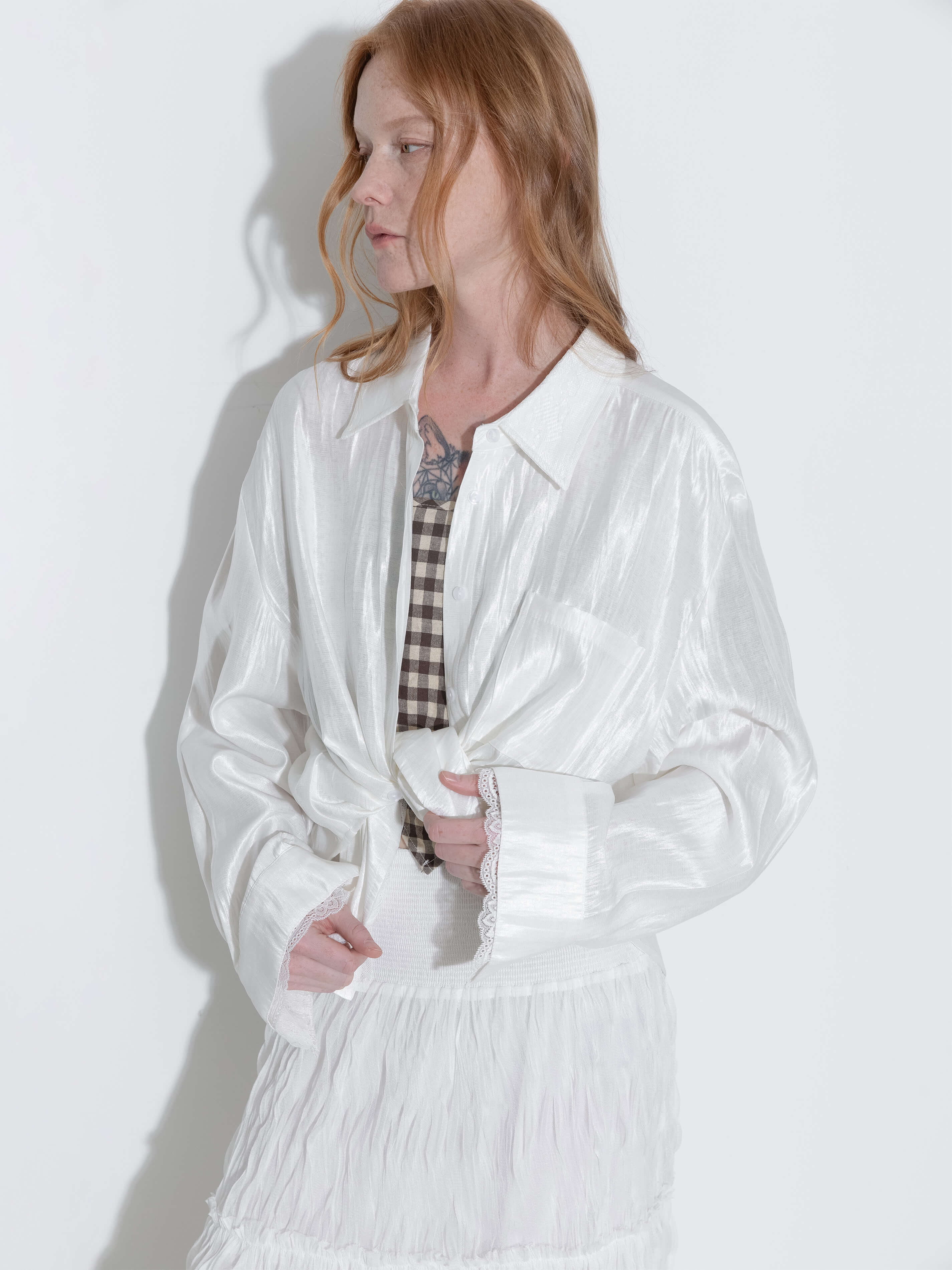 Lace Patchwork Loose Long Sleeves Shirt-2