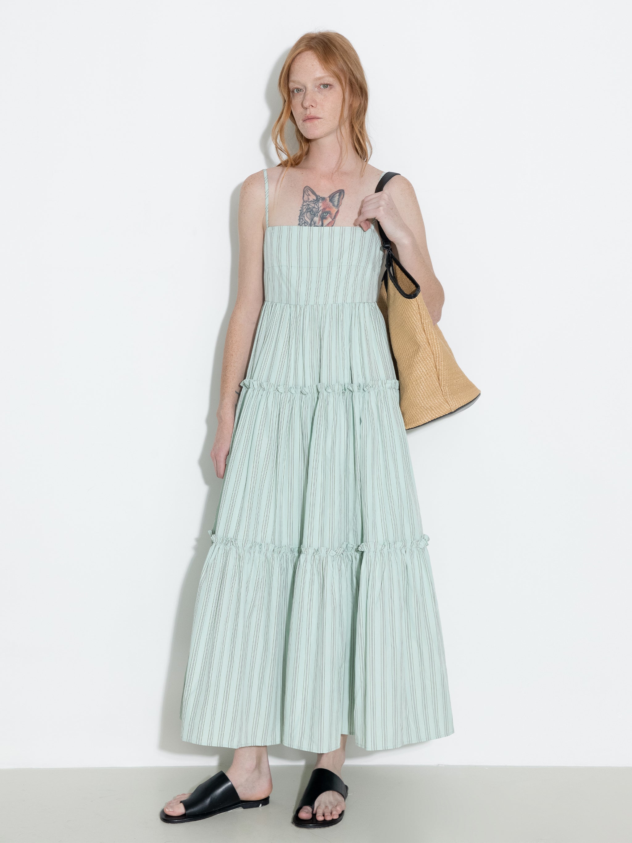Strap Striped Cake Dress-2