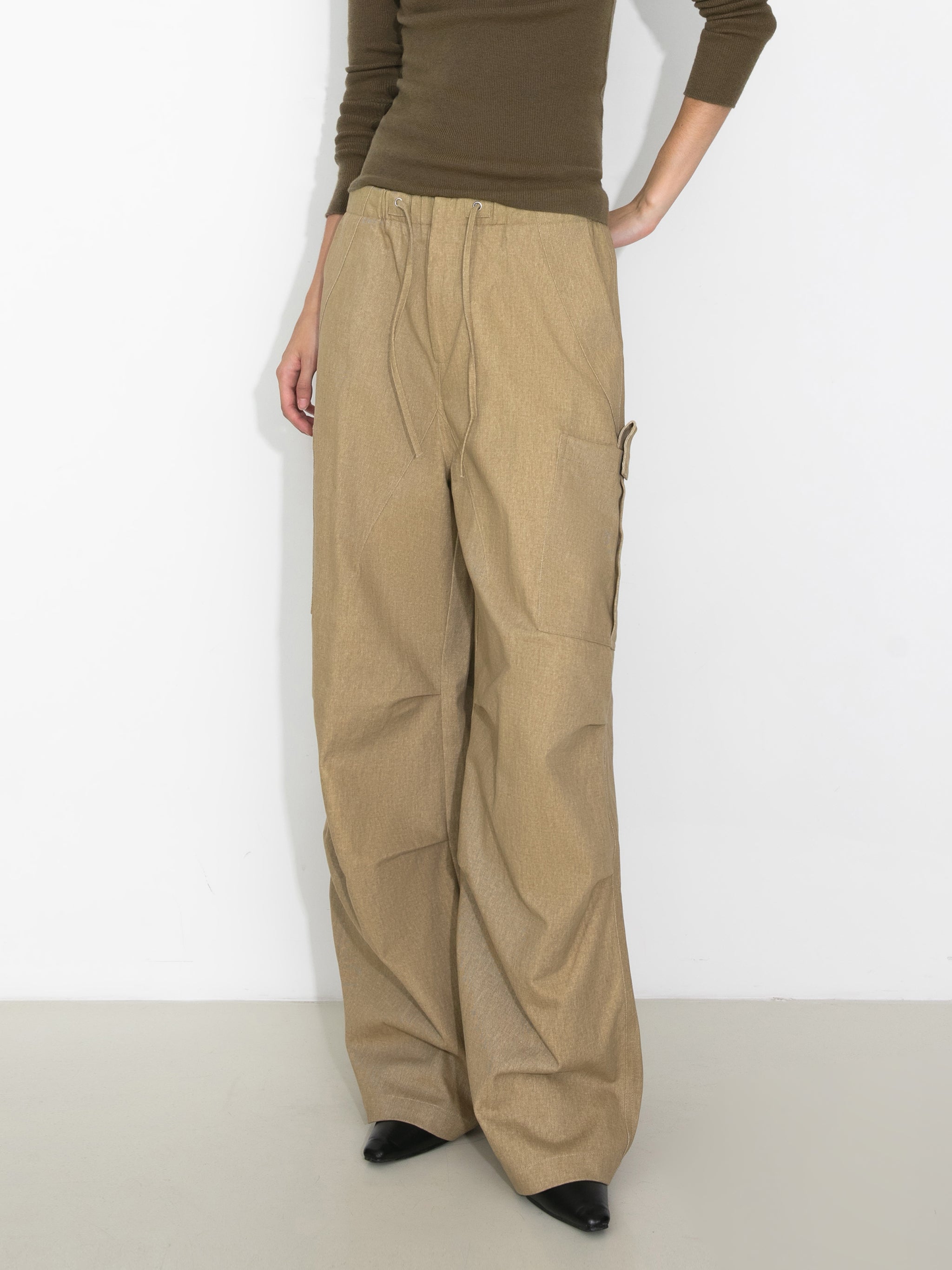 Relaxed Draped Straight-Leg Utility Pants-2
