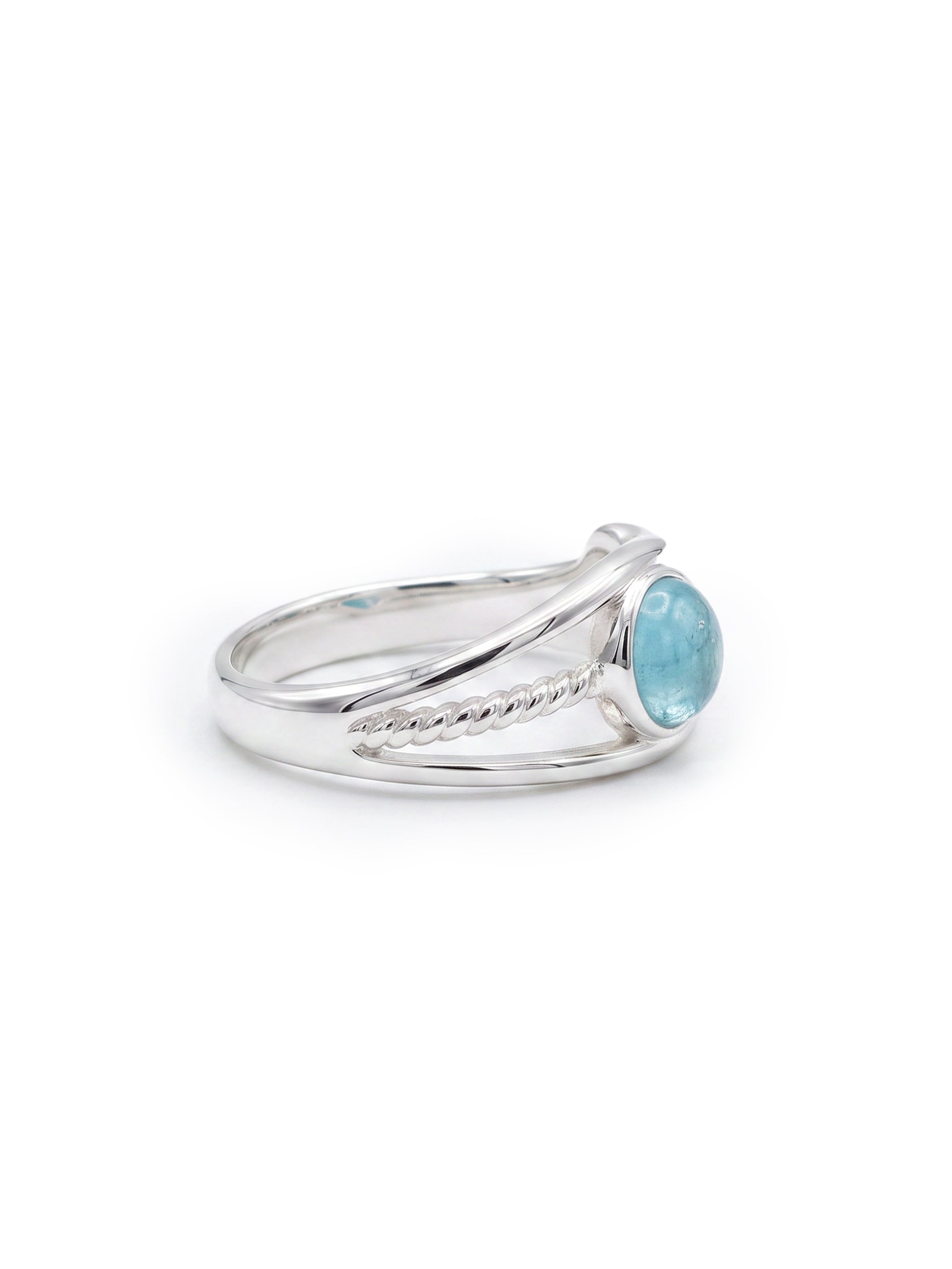 Asymmetric Streamline Aquamarine Ring-2