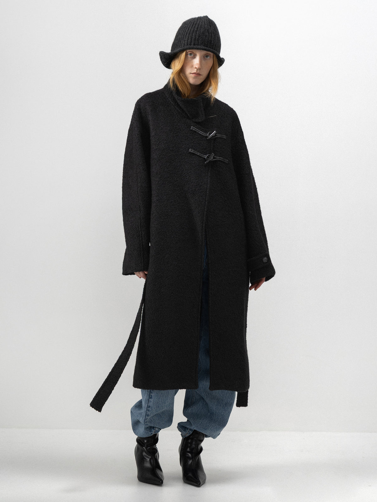 CUBIC Textured Toggle-Belted Wool Coat-3