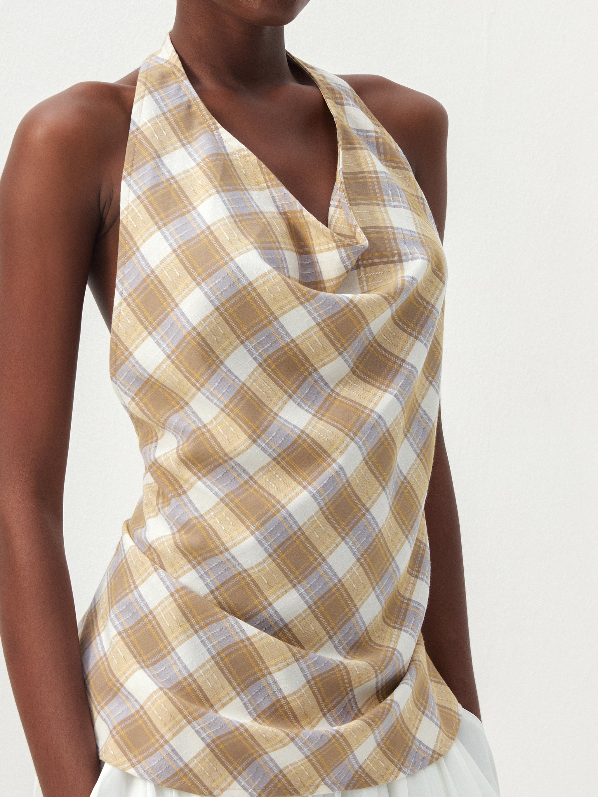 CUBIC Plaid Wrap-Effect Long Sleeve Blouse-2