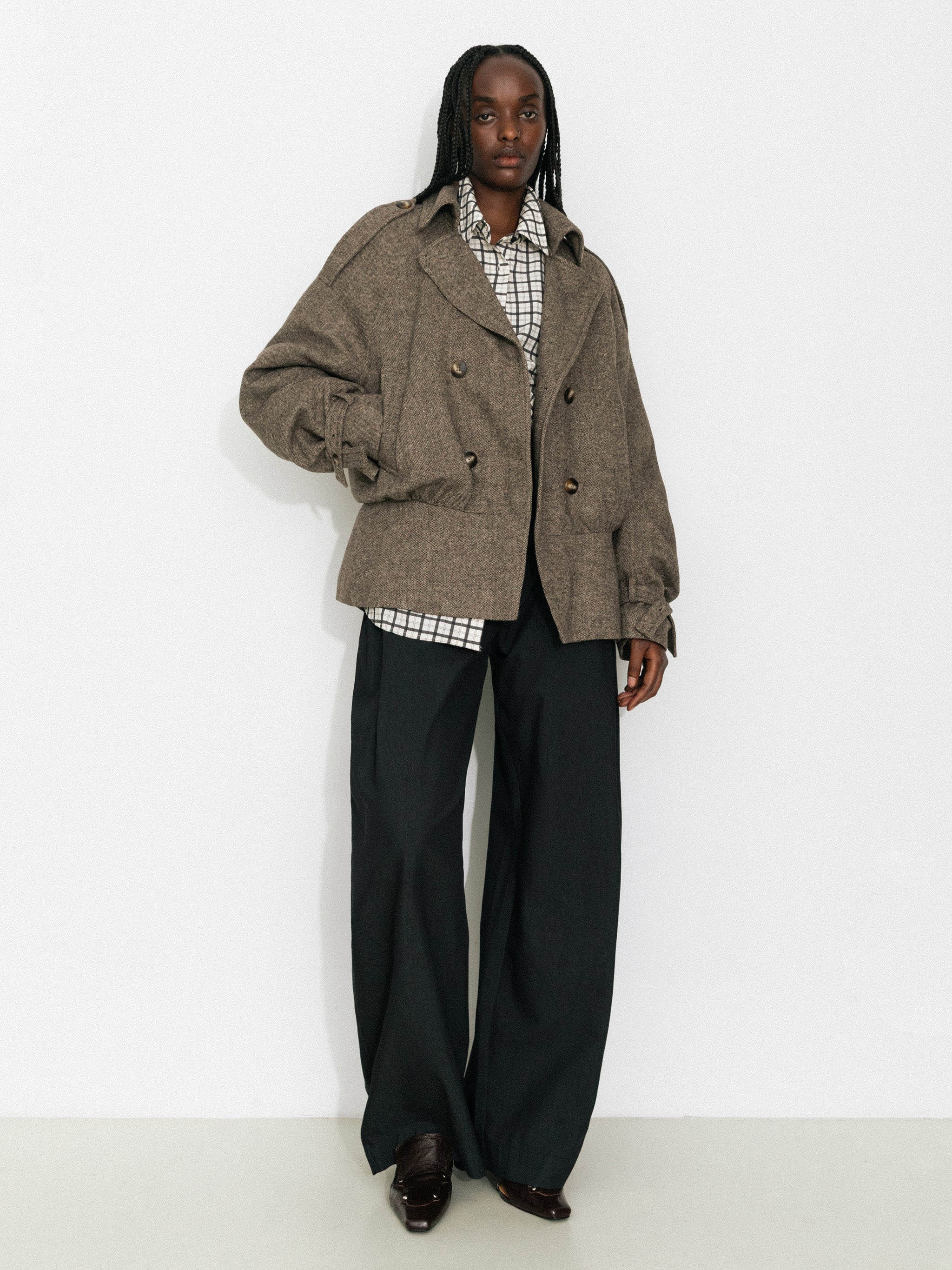 Double-Breasted Wool Blend Coat-2