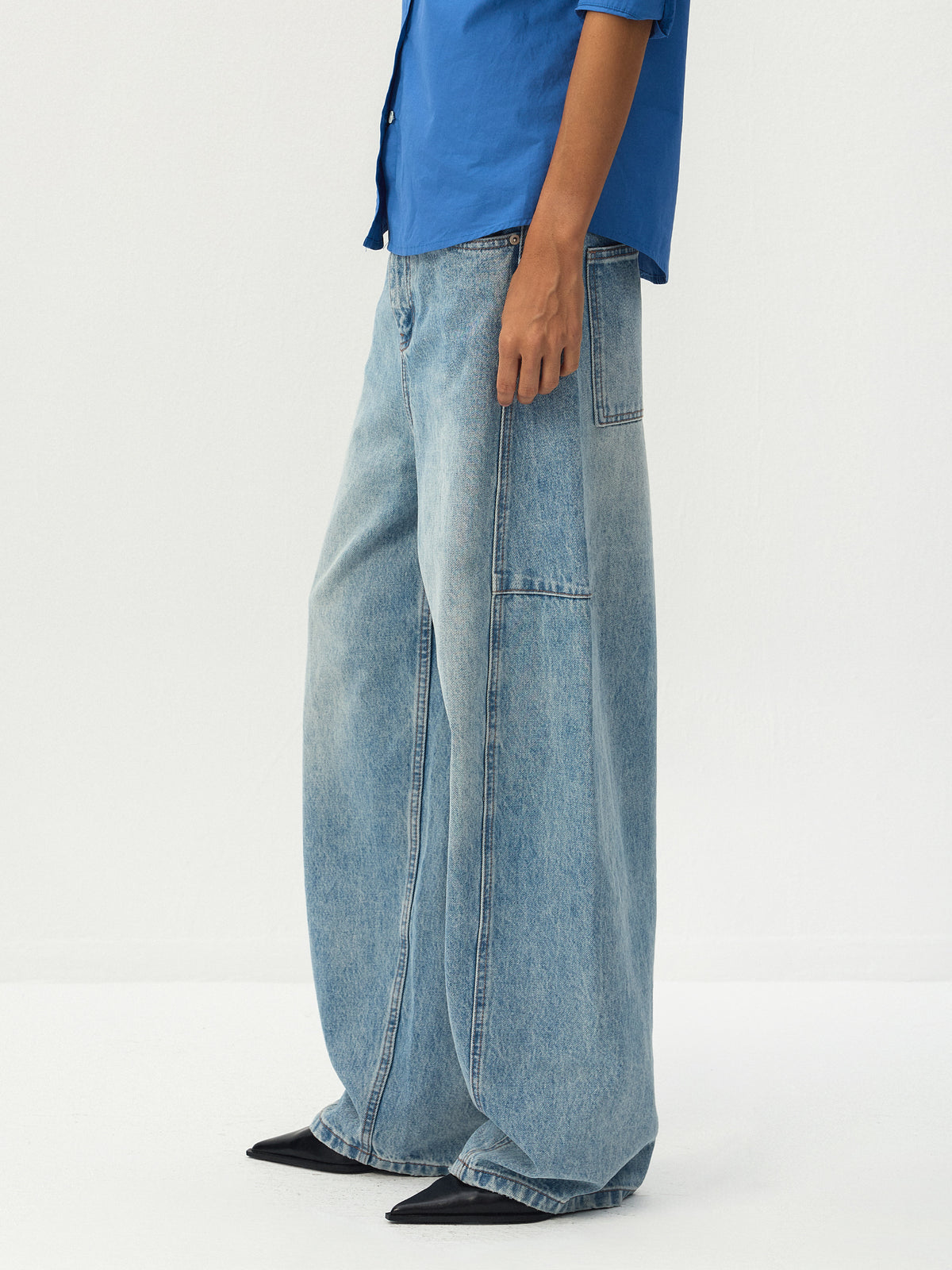CUBIC Panelled Barrel-Leg Jeans-2