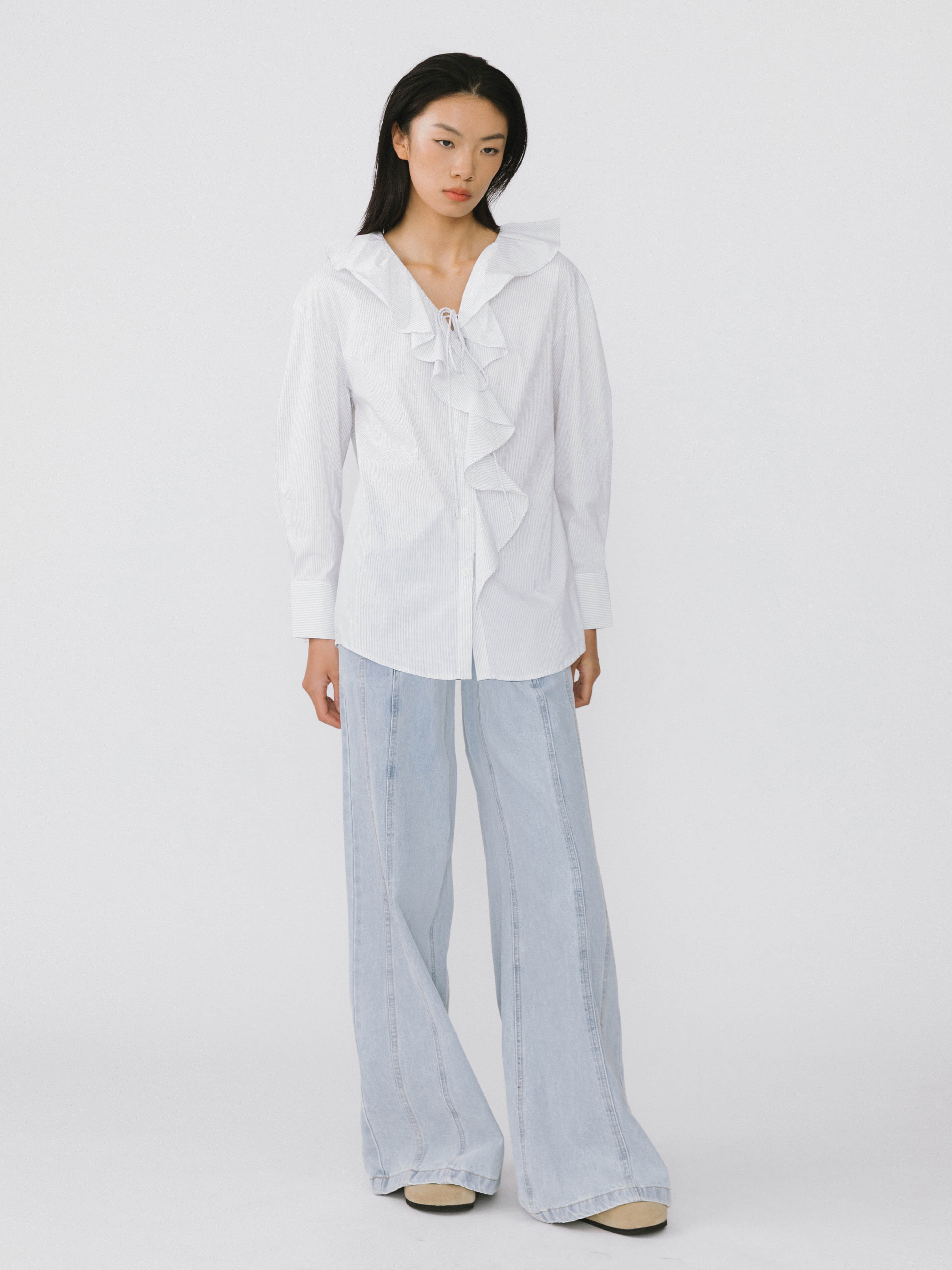 Front Stitch Wide Leg Jeans-2