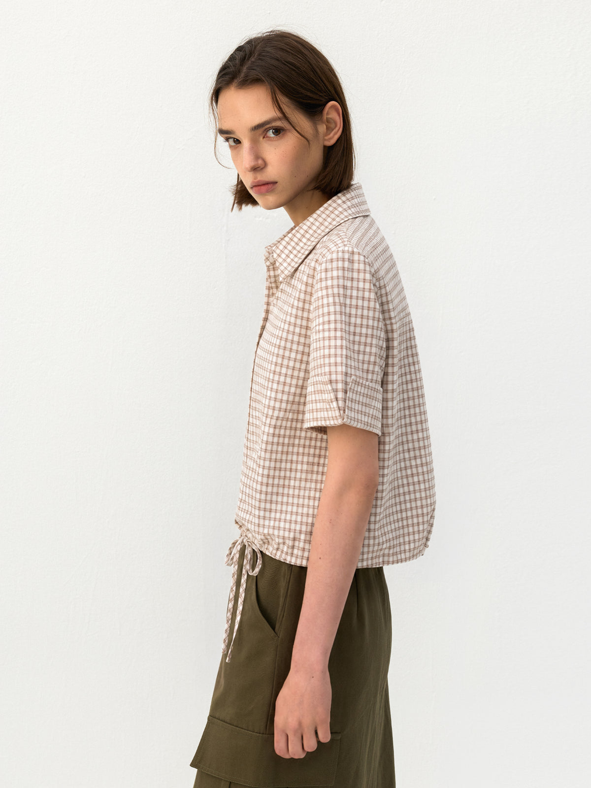 CUBIC 100% Cotton Checked Short Sleeve Shirt-2