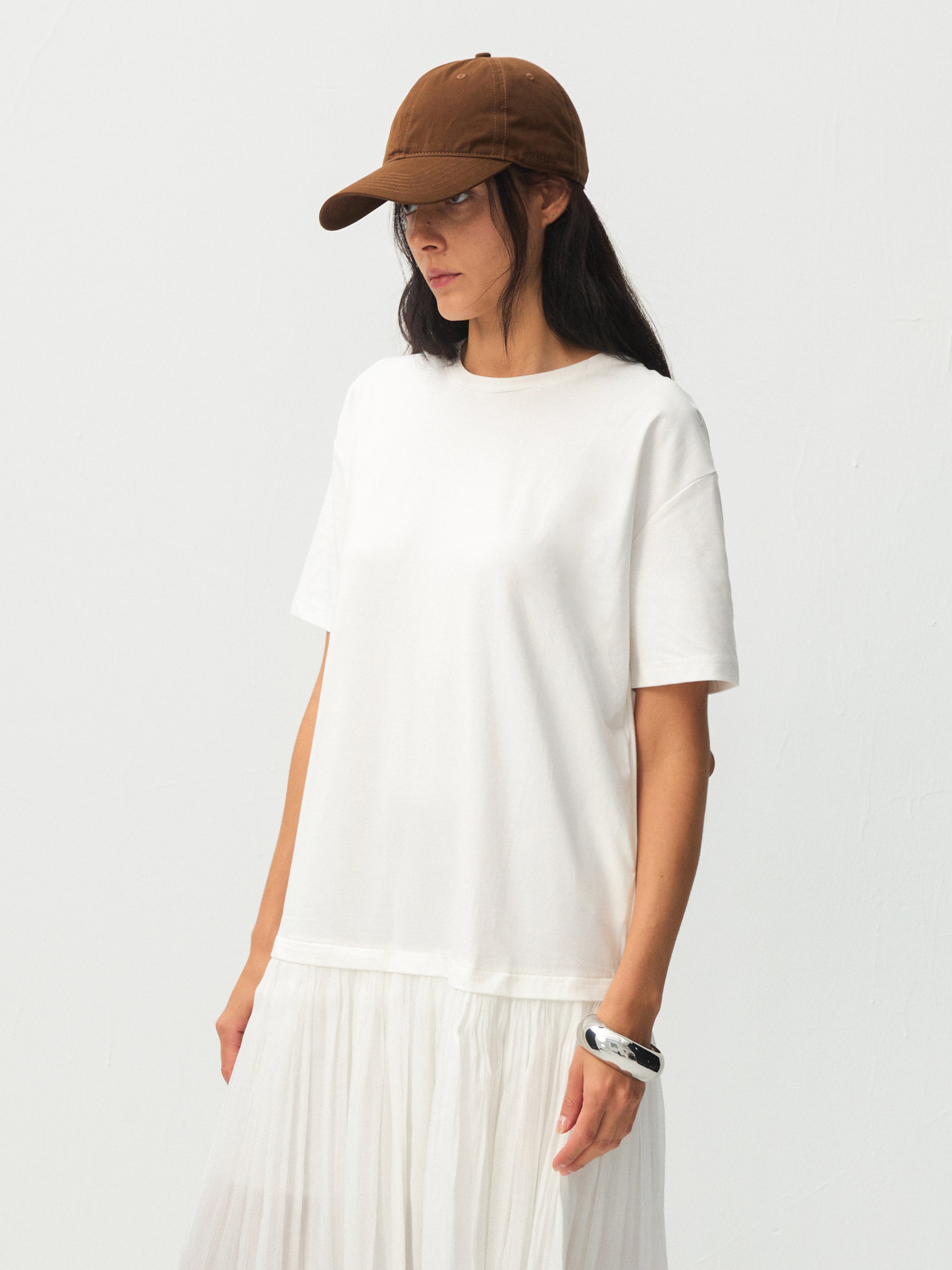 Oversized Round Neck Short Sleeve Pleated Dress-2