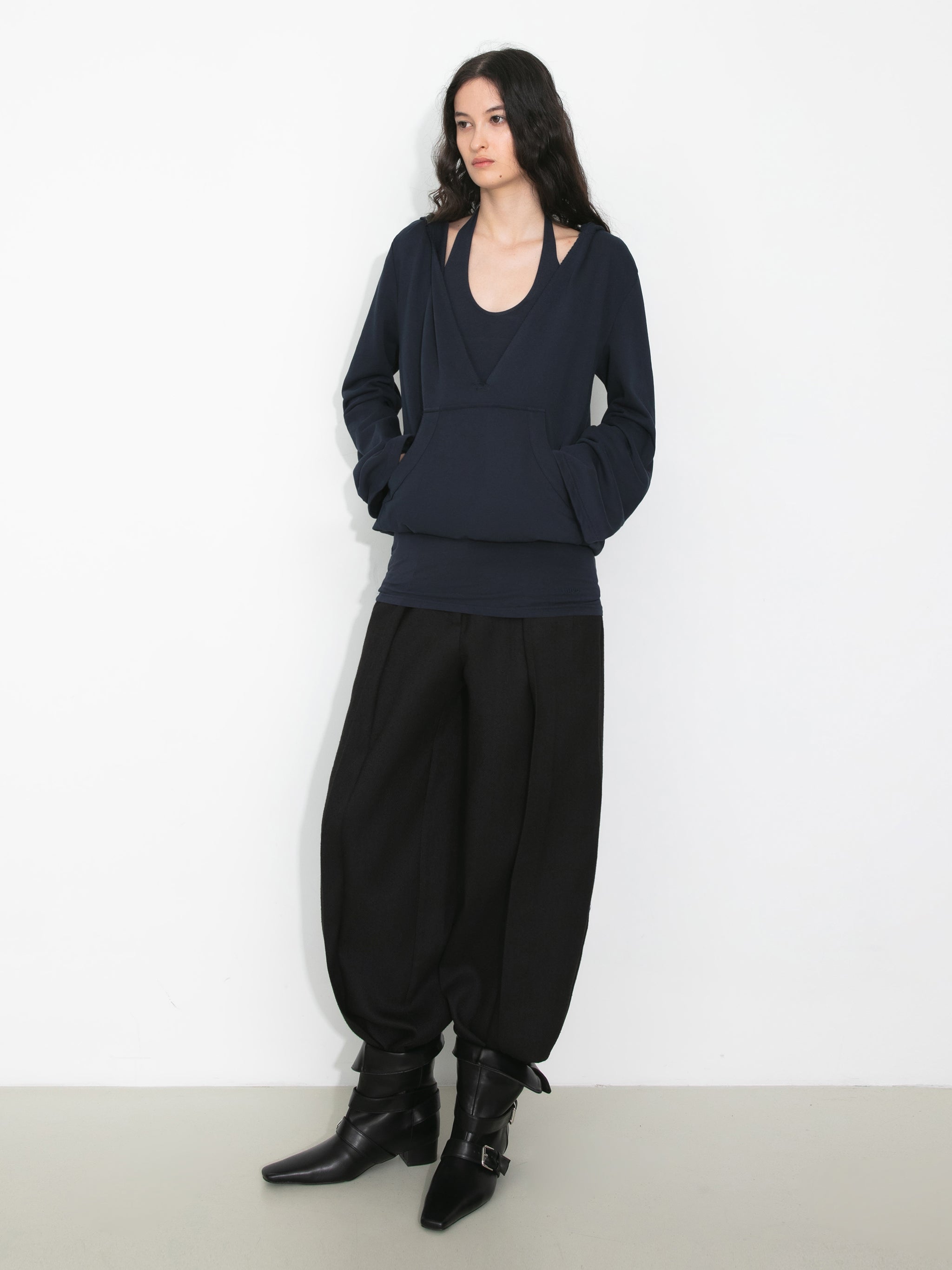 Layered Halter Cami Hoodie-2