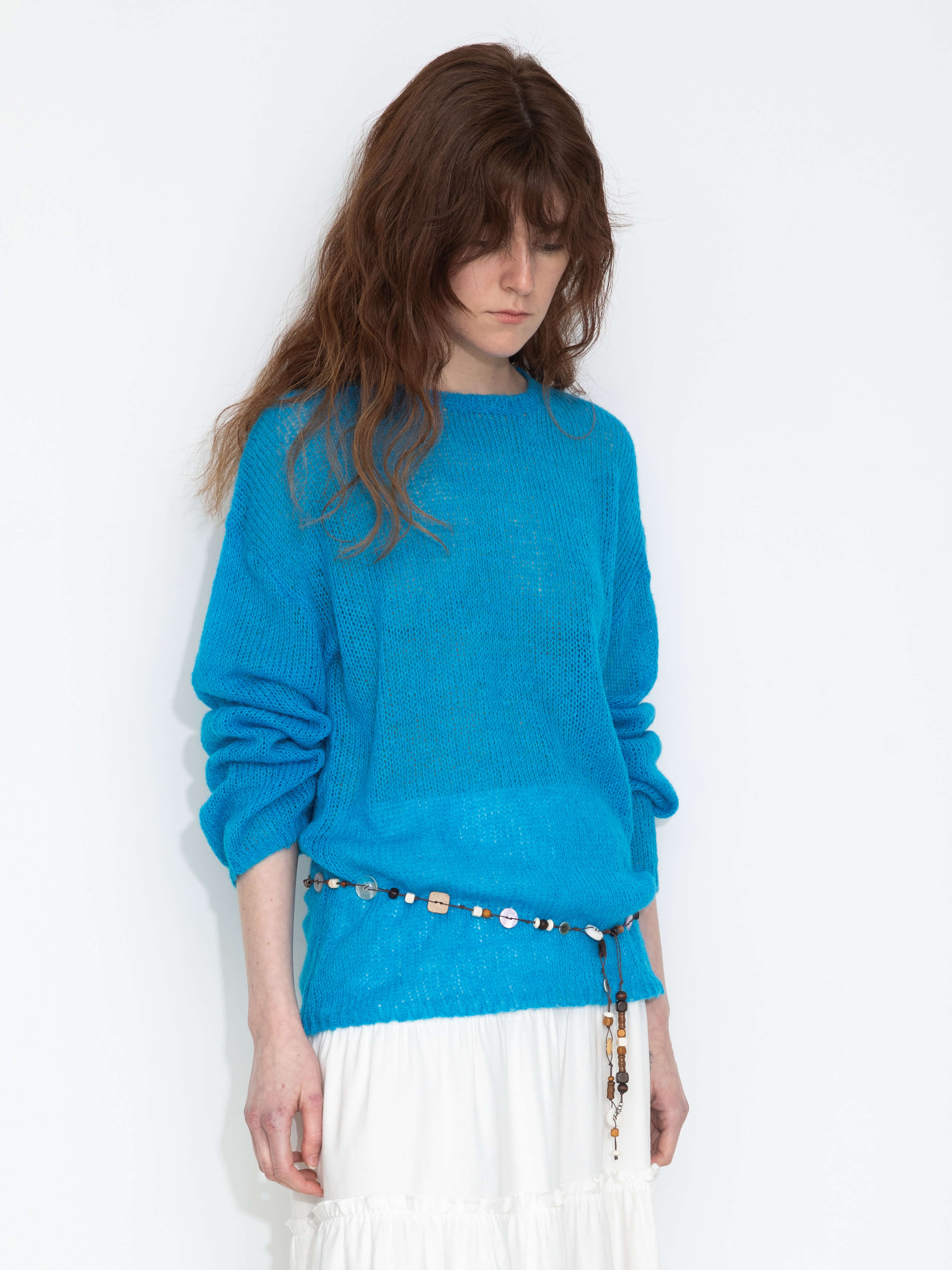 Blue Oversized Open-Knit Sweater-2
