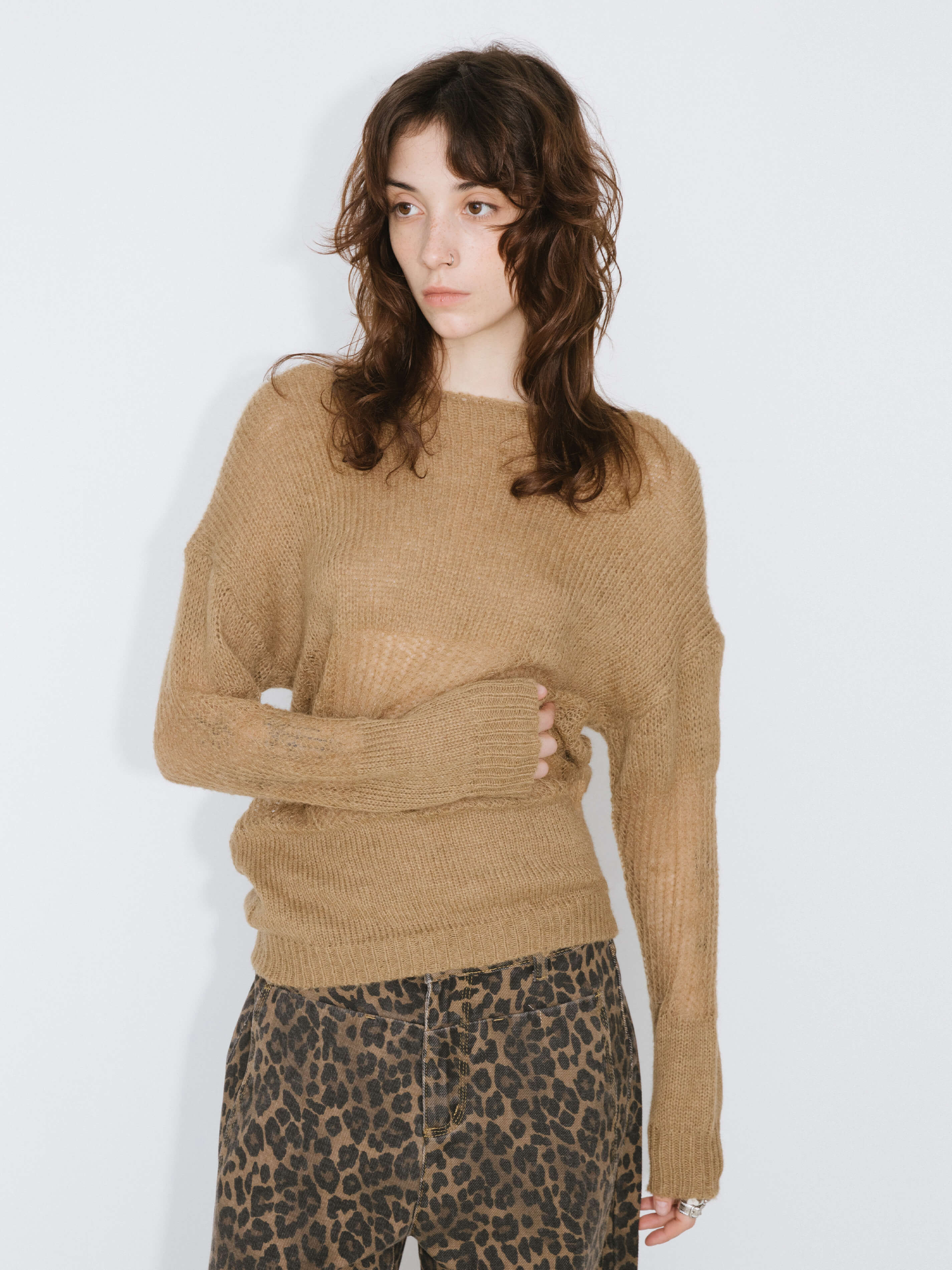 Off The Shoulder Stacked Long Sleeved Sweater-2