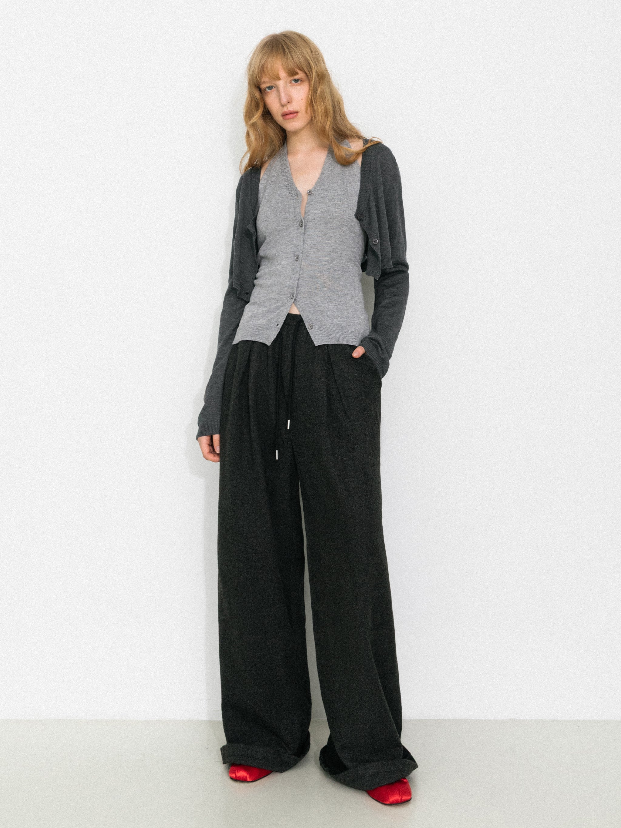 Casual Drawstring Loose Straight Pants-2