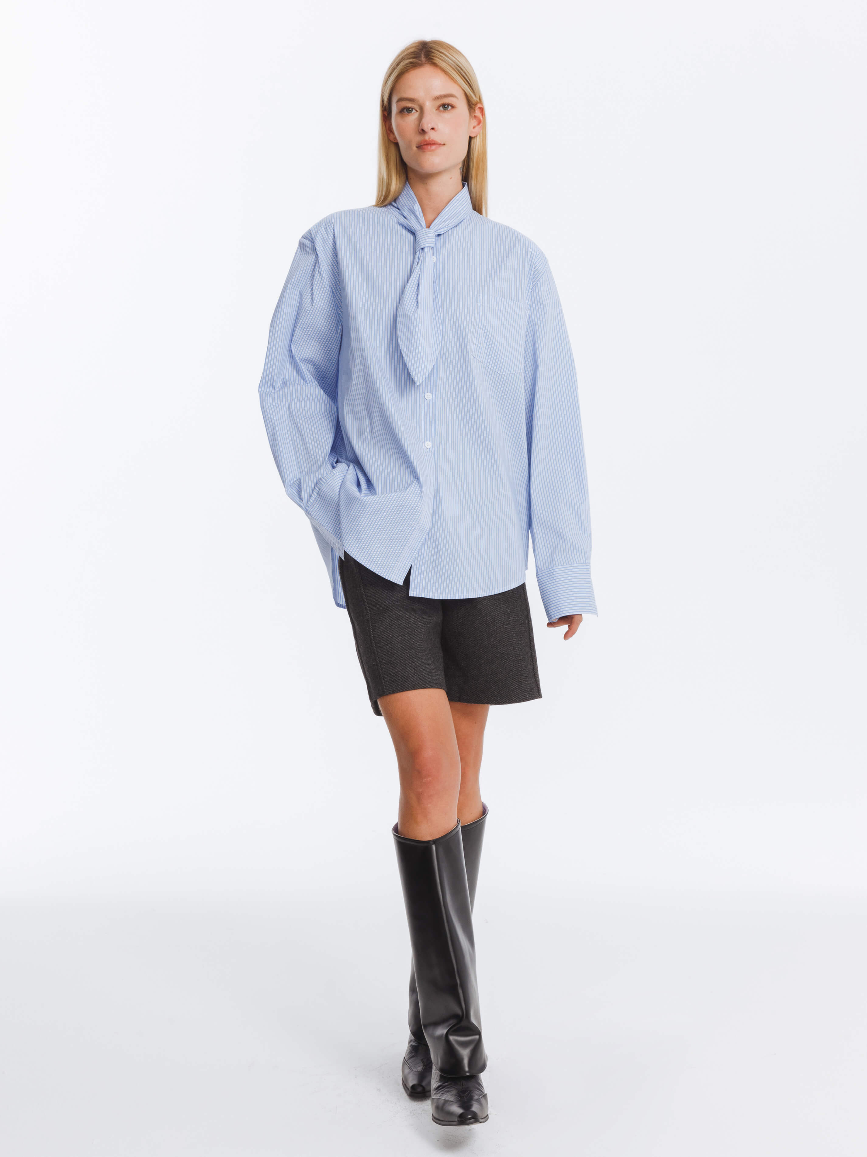 Vintage Tie Loose Striped Shirt-2