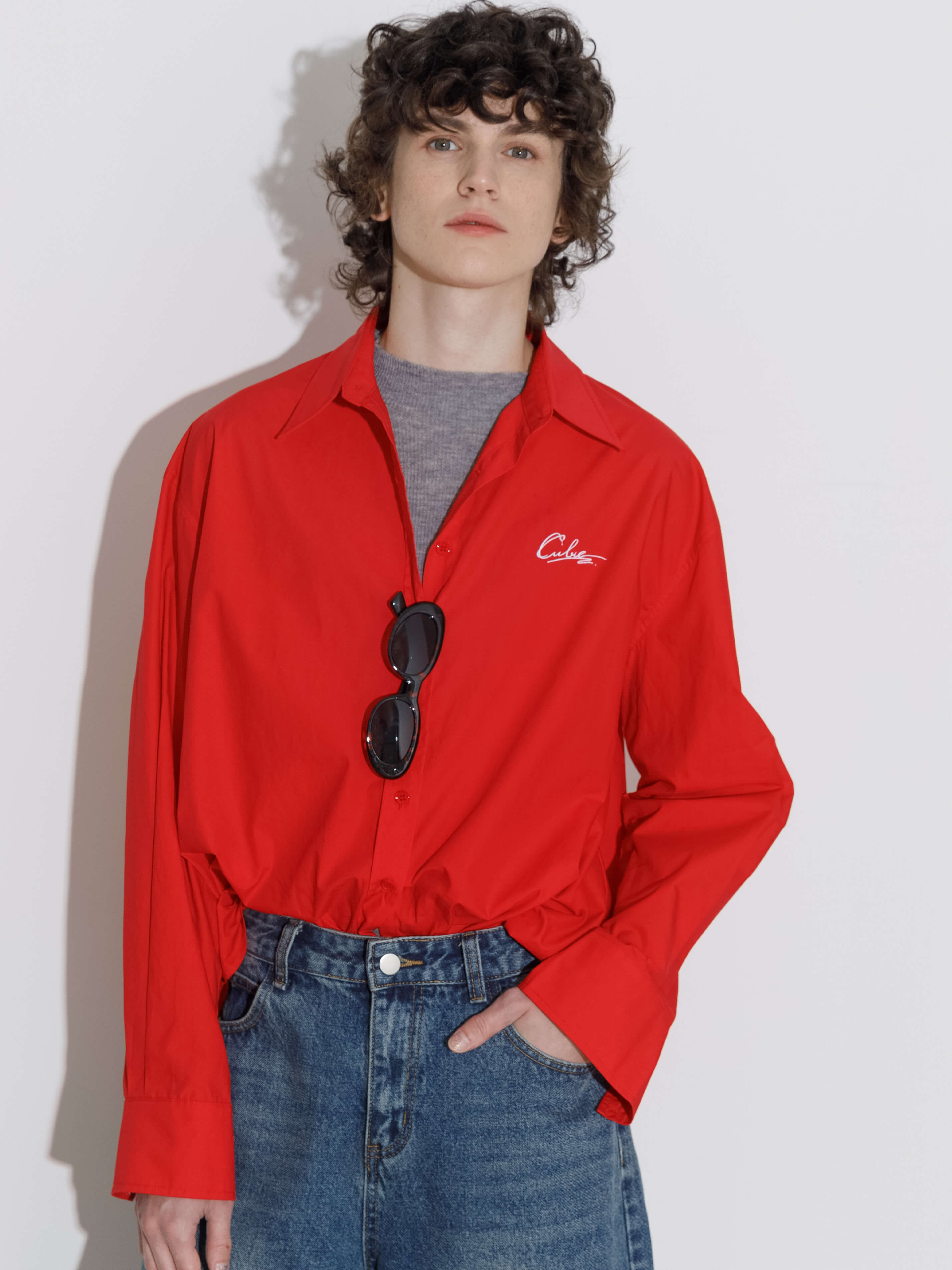 100% Cotton Embroidered Oversized Shirt-2
