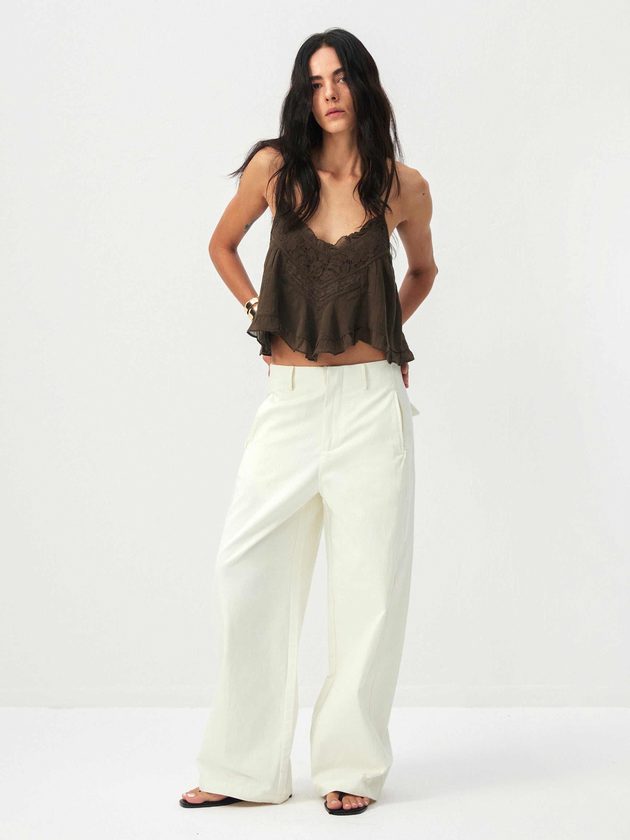 CUBIC Lyocell Lace Ruffled Camisole-2