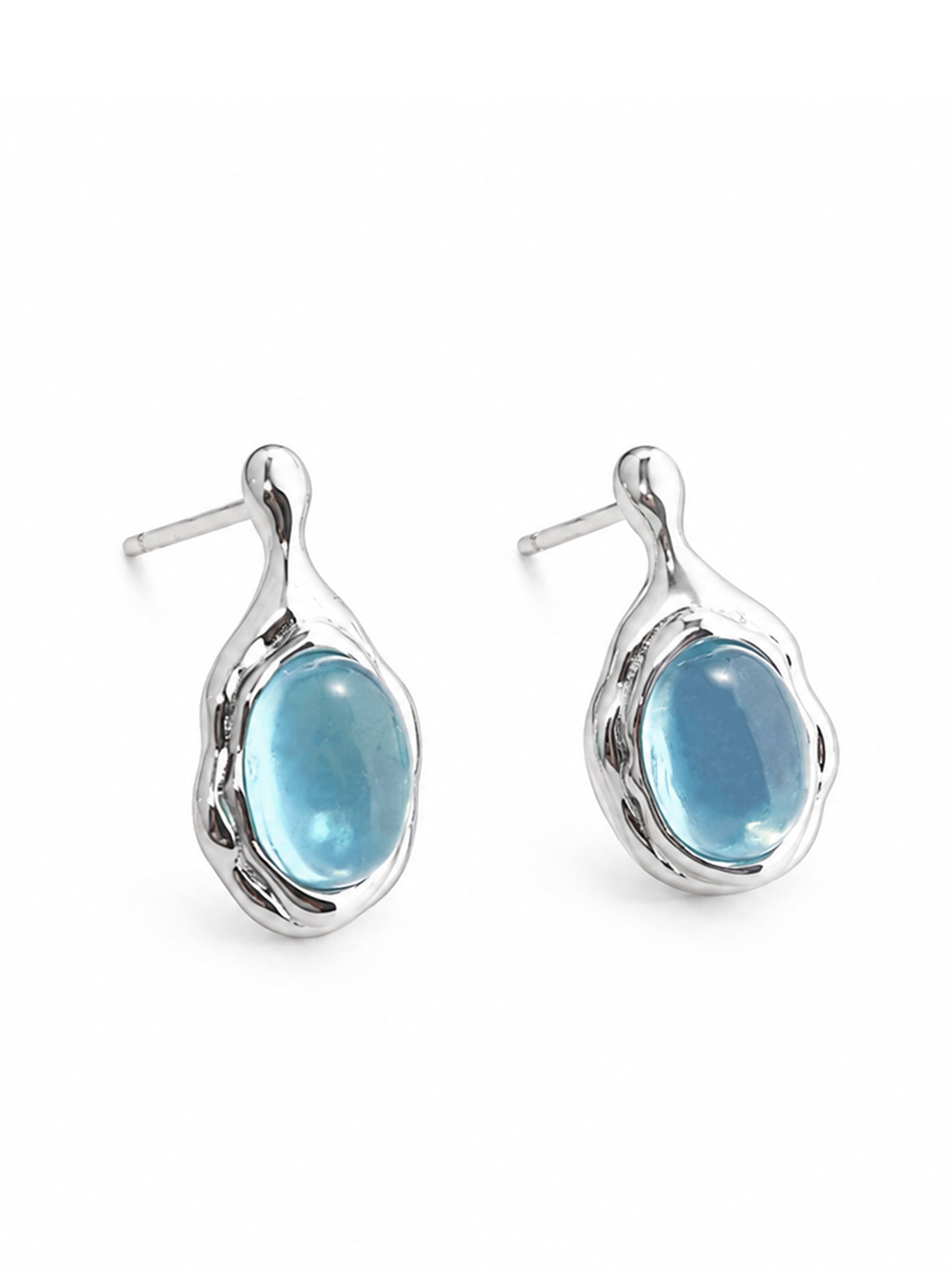 Aquamarine Drop Silver Earrings-2