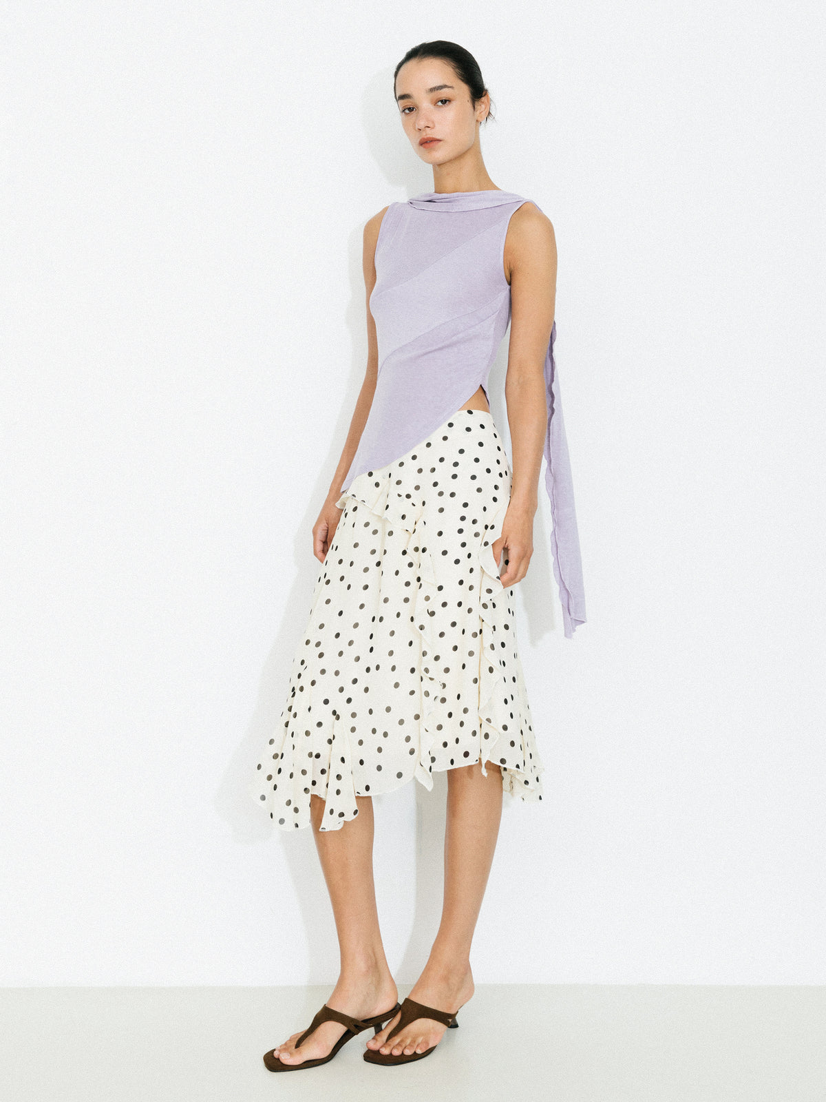 Asymmetrical Tie-Neck Flowy Sleeveless Top-2