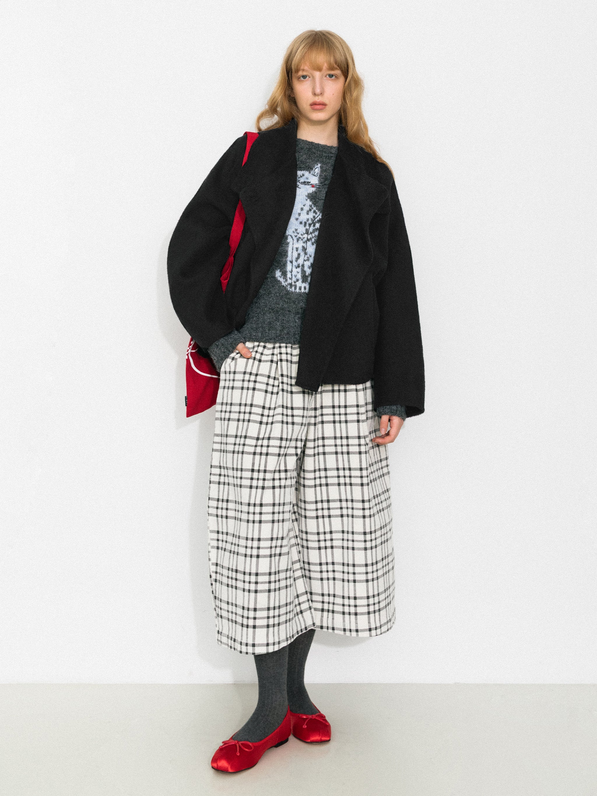 100% Wool Casual Stand-Collar Cropped Jacket-2