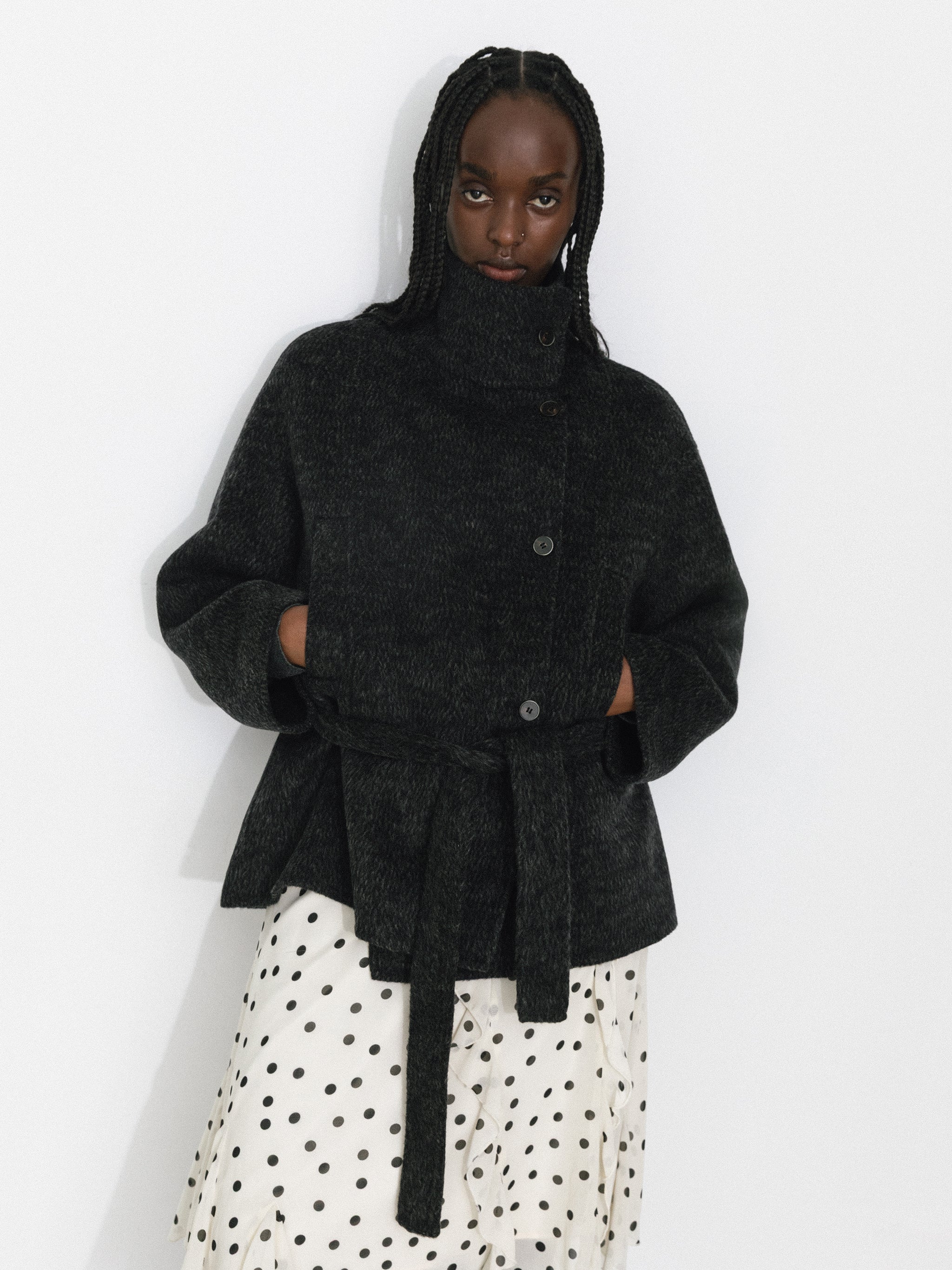 Relaxed Cashmere-Wool Blend Cocoon Jacket-2