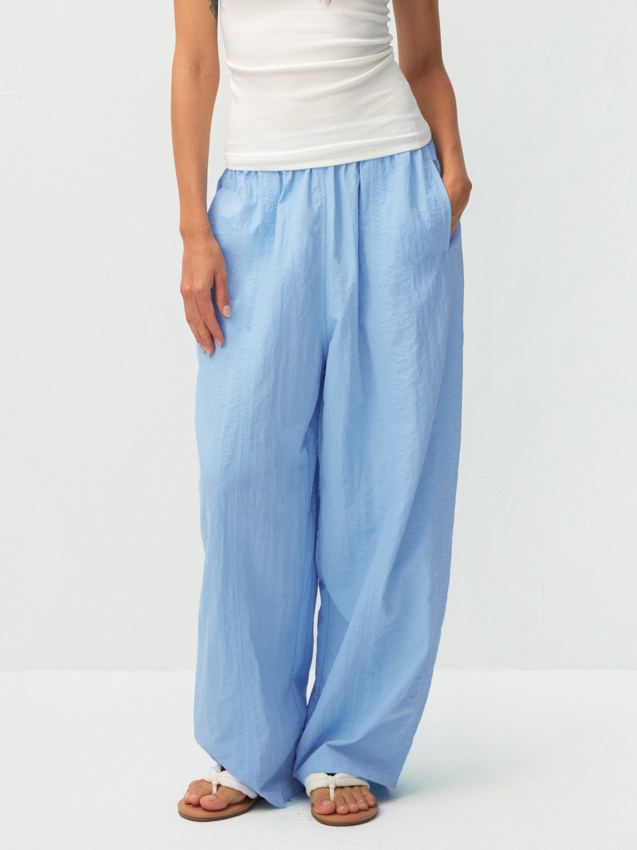 Loose-Fit Elastic Waist Tapered Trousers-2