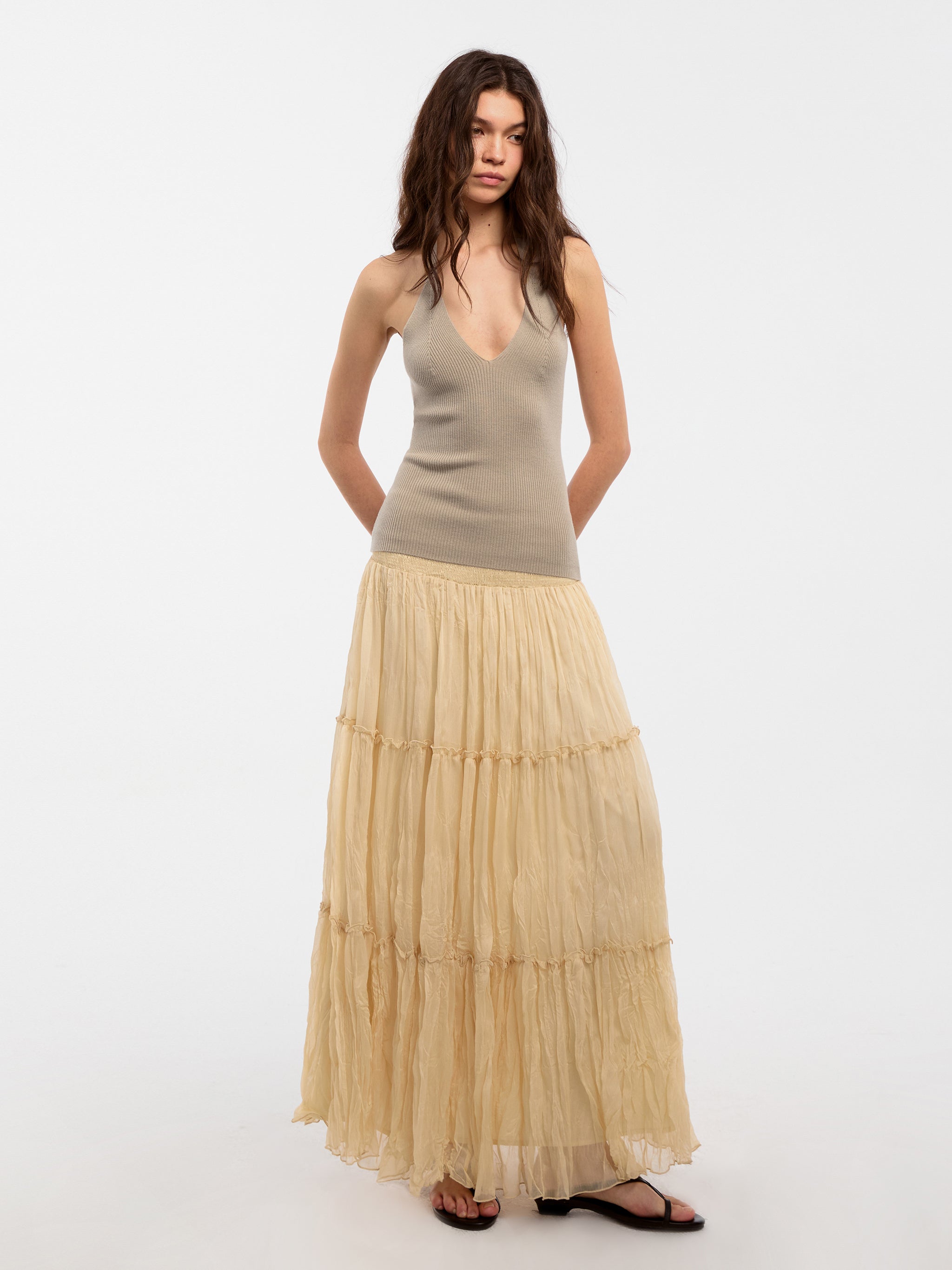 CUBIC Wool Blend Knit Halter Neck Top-9