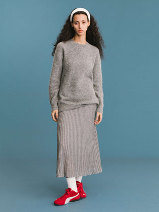 ONE BY CUBIC Lace Stitch Knitted Midi Skirt