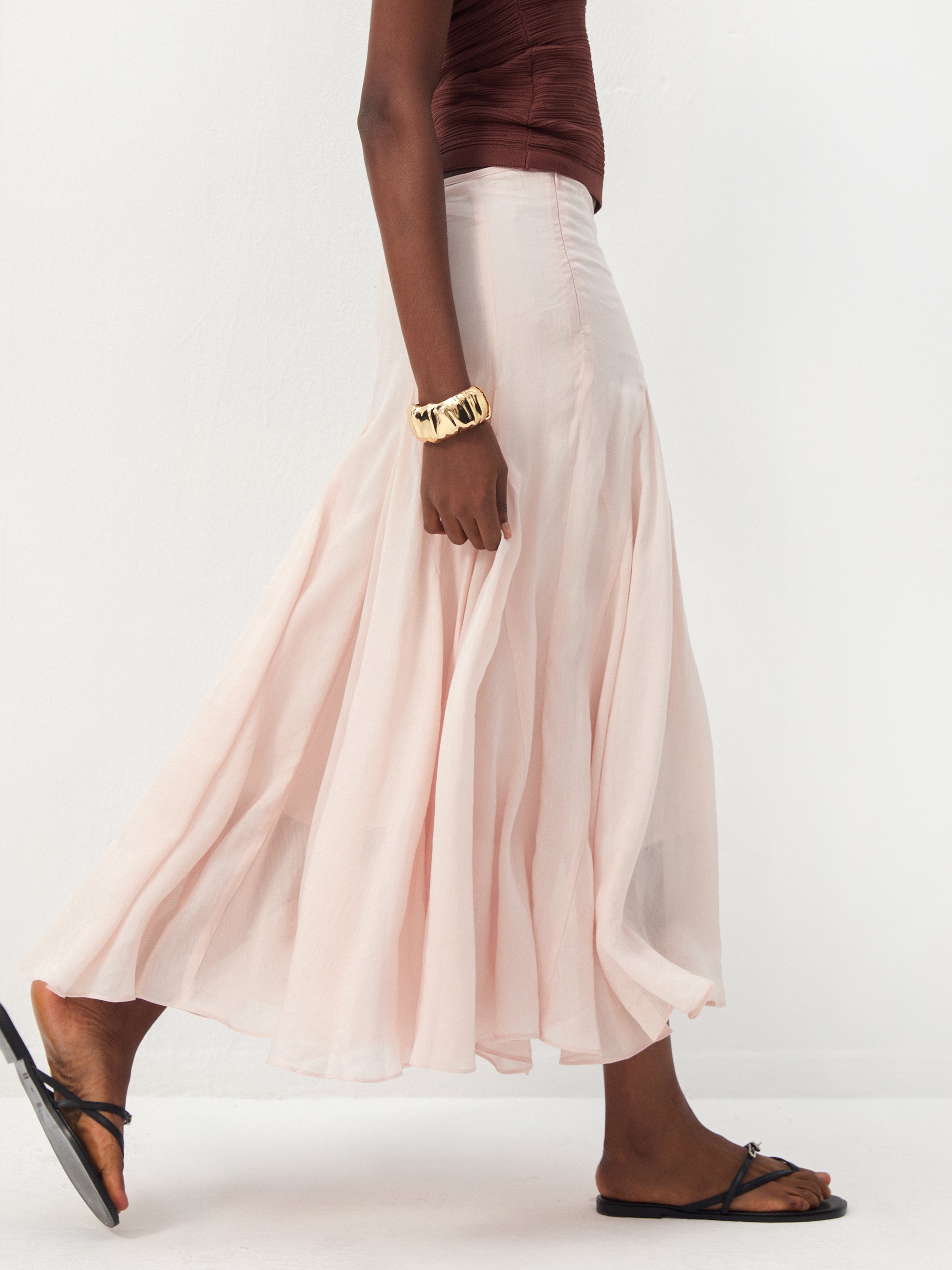 CUBIC Lyocell Flowy Midi Skirt-2