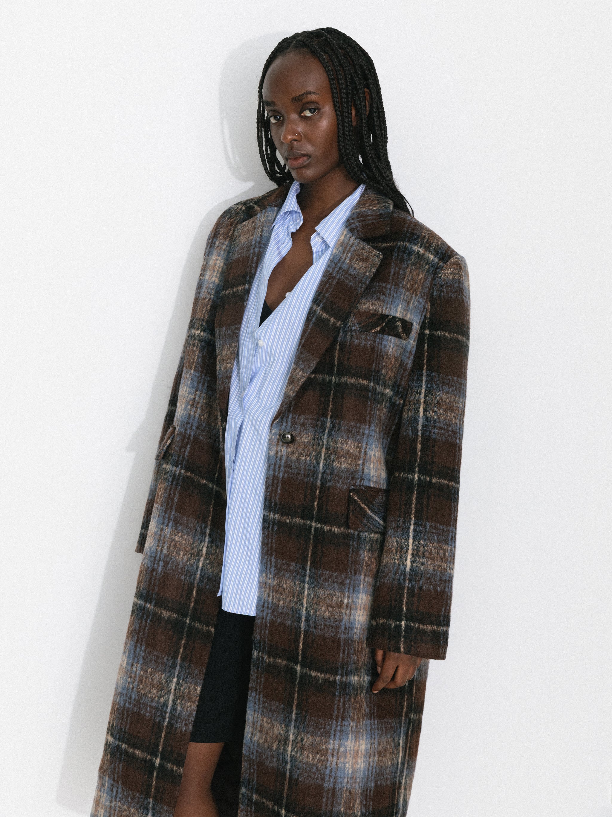 Vintage Plaid Longline Blazer Coat-2