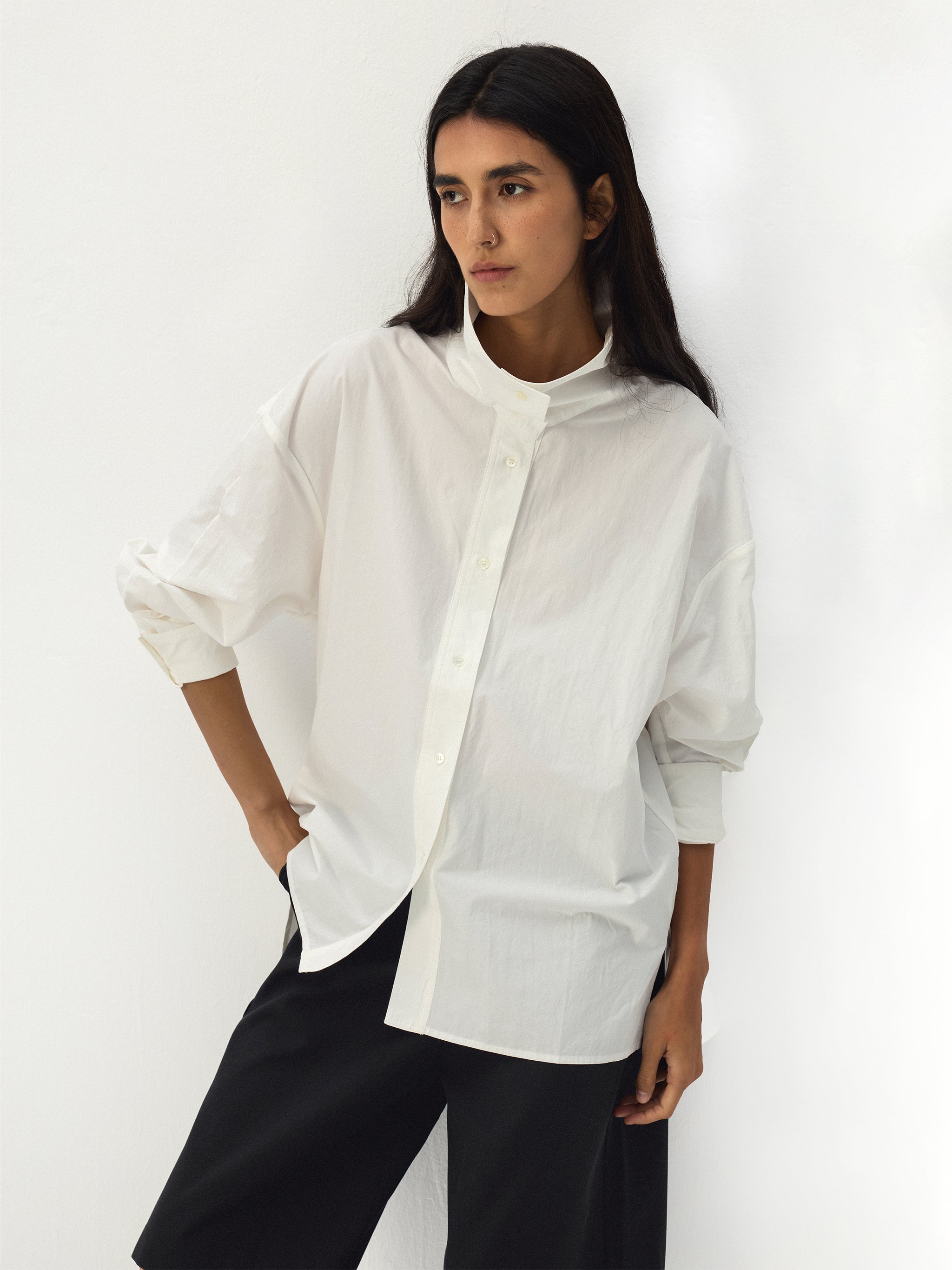 CUBIC Stand Collar Cotton Shirt-2