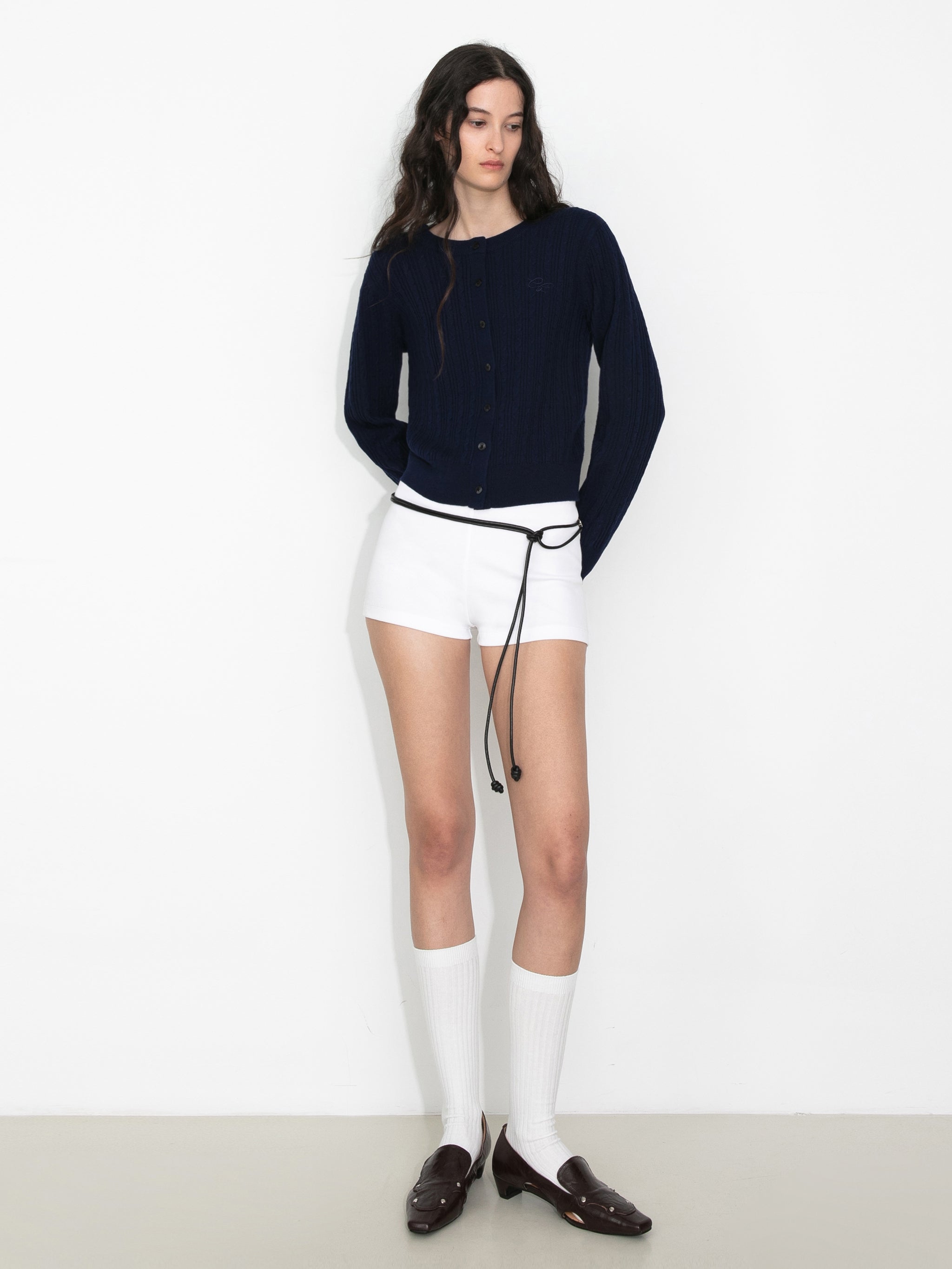 Cable-Knit Cropped Cardigan-2