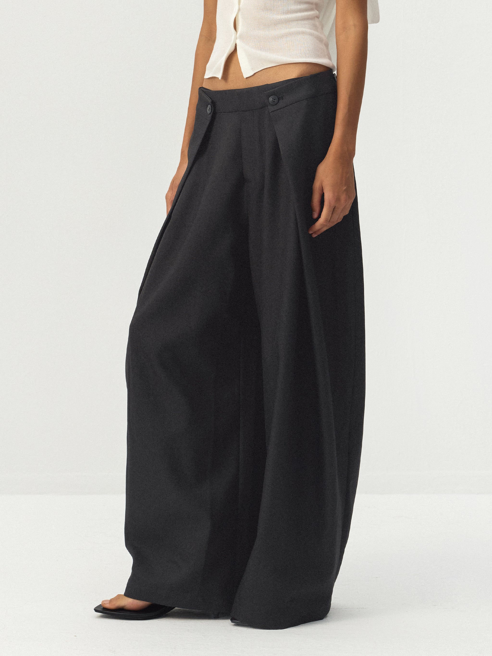 CUBIC Draped Wide Leg Trousers-2