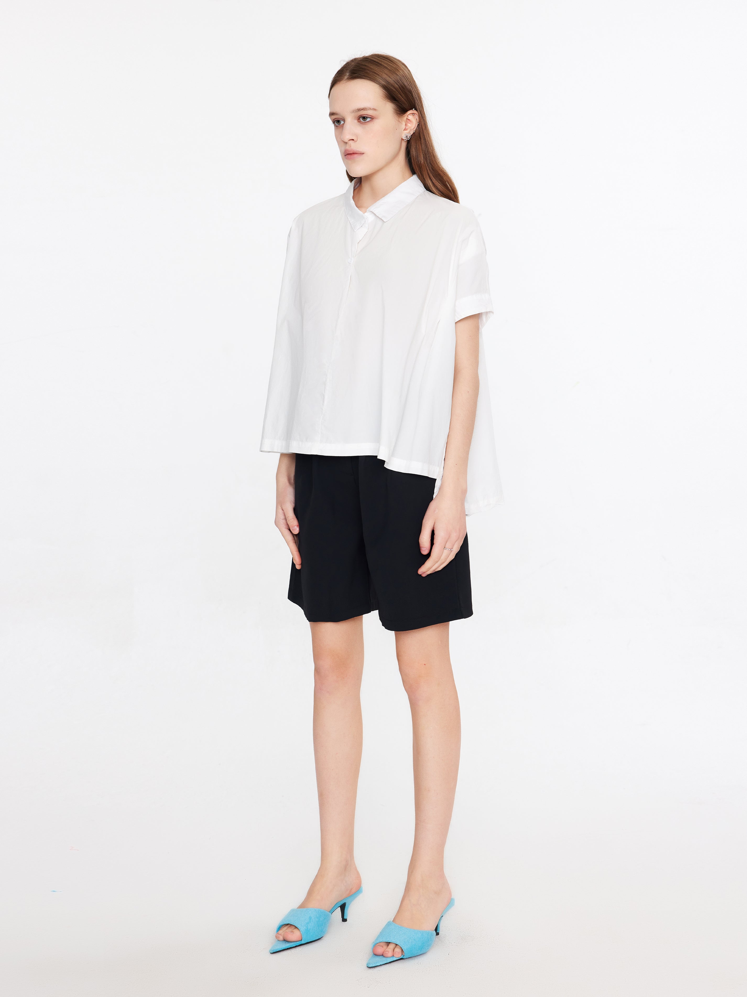 Oversized Asymmetrical White Shirt-4