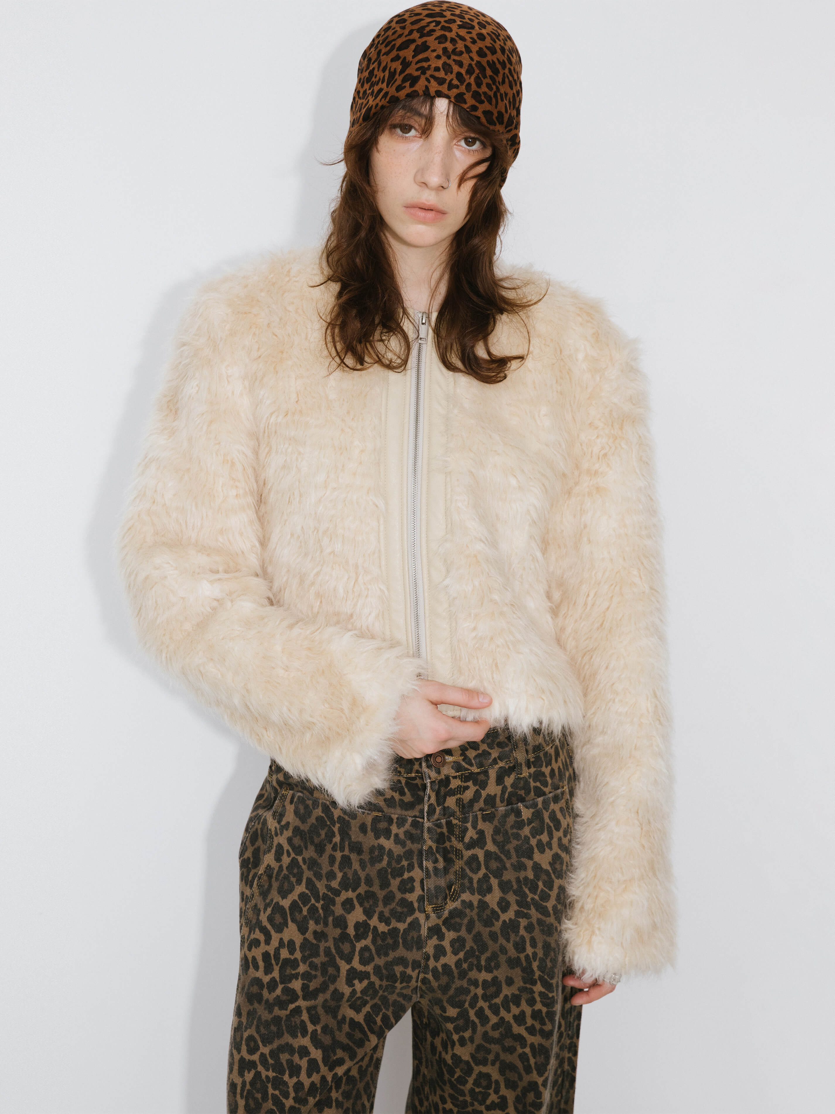 Zip Up Cropped Teddy Coat-2