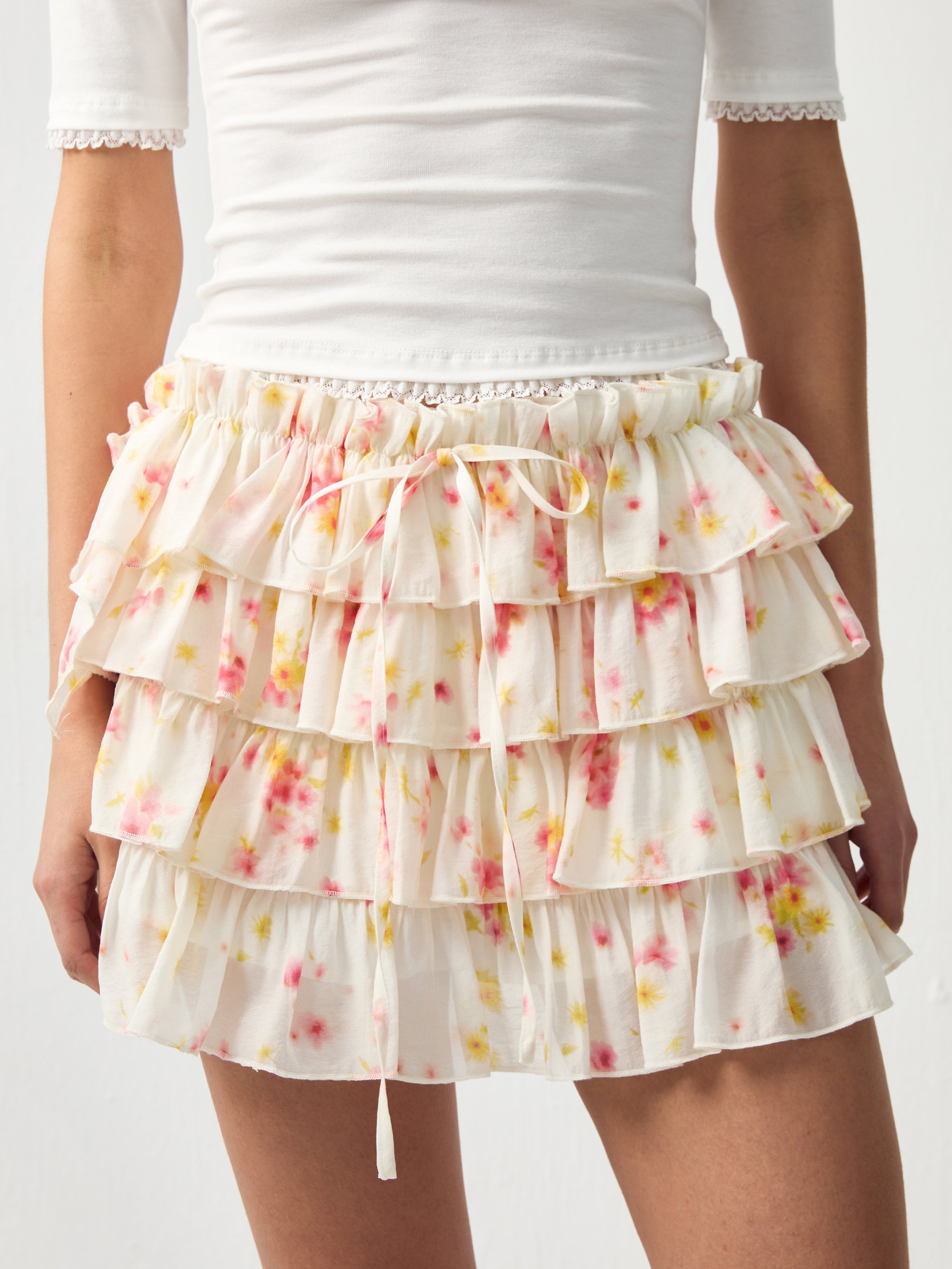 CUBIC Layered Ruffle Tiered Mini Skirt-2