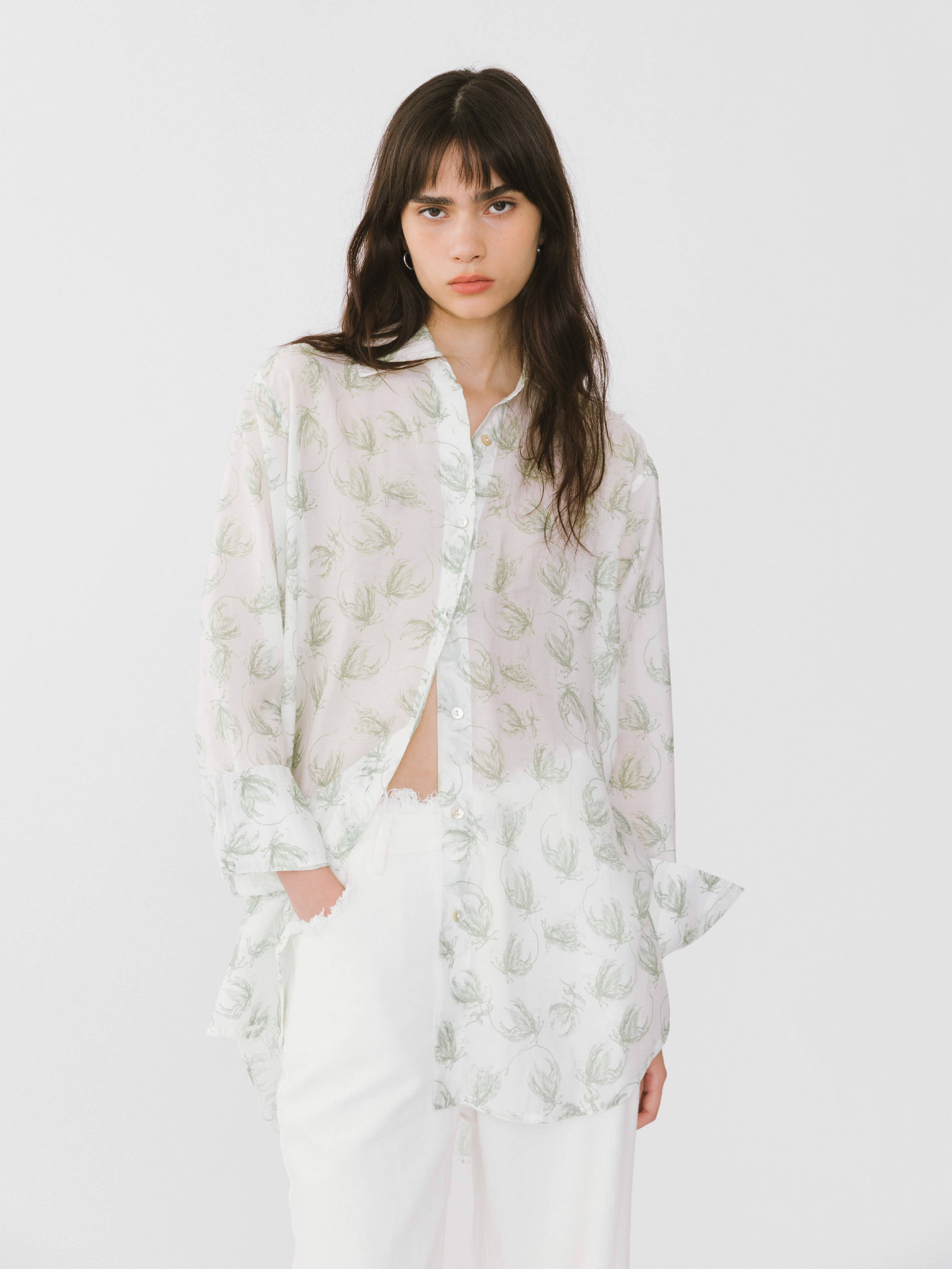 Loose Printed Sheer Shirt-2