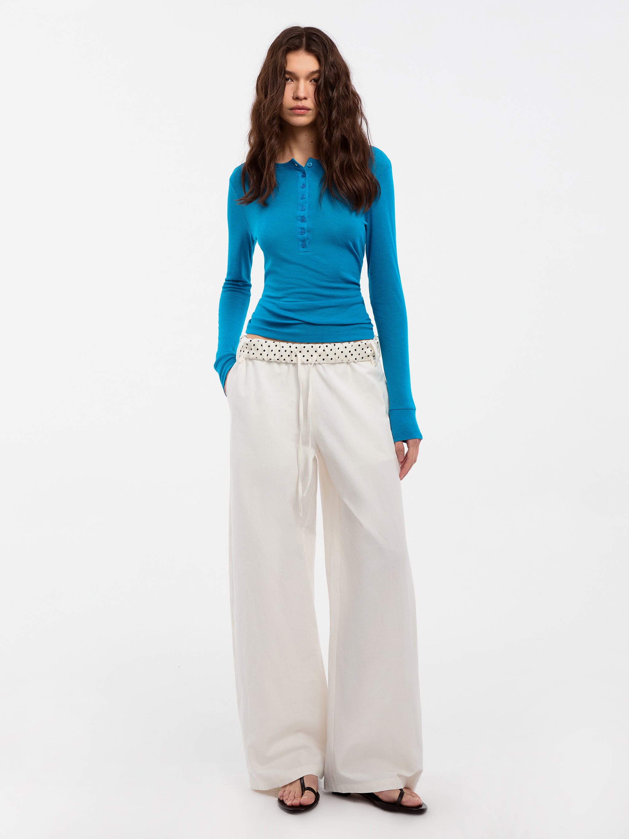 CUBIC Ruffled Waistband Two-Way Casual Pants-2