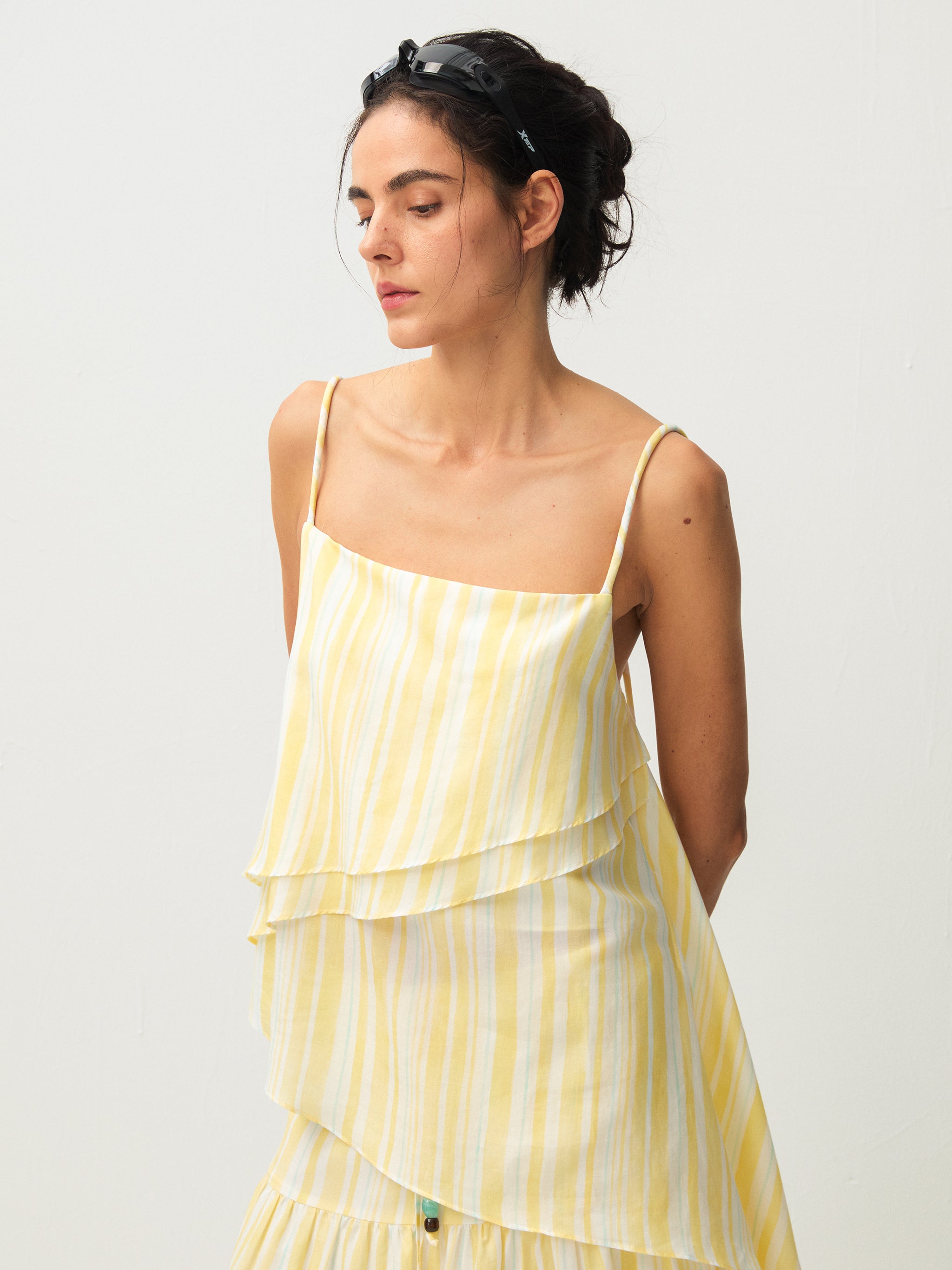 CUBIC Lyocell Asymmetrical Striped Camisole-2