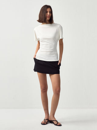 CUBIC Lyocell Blend Off-Shoulder Fitted Top