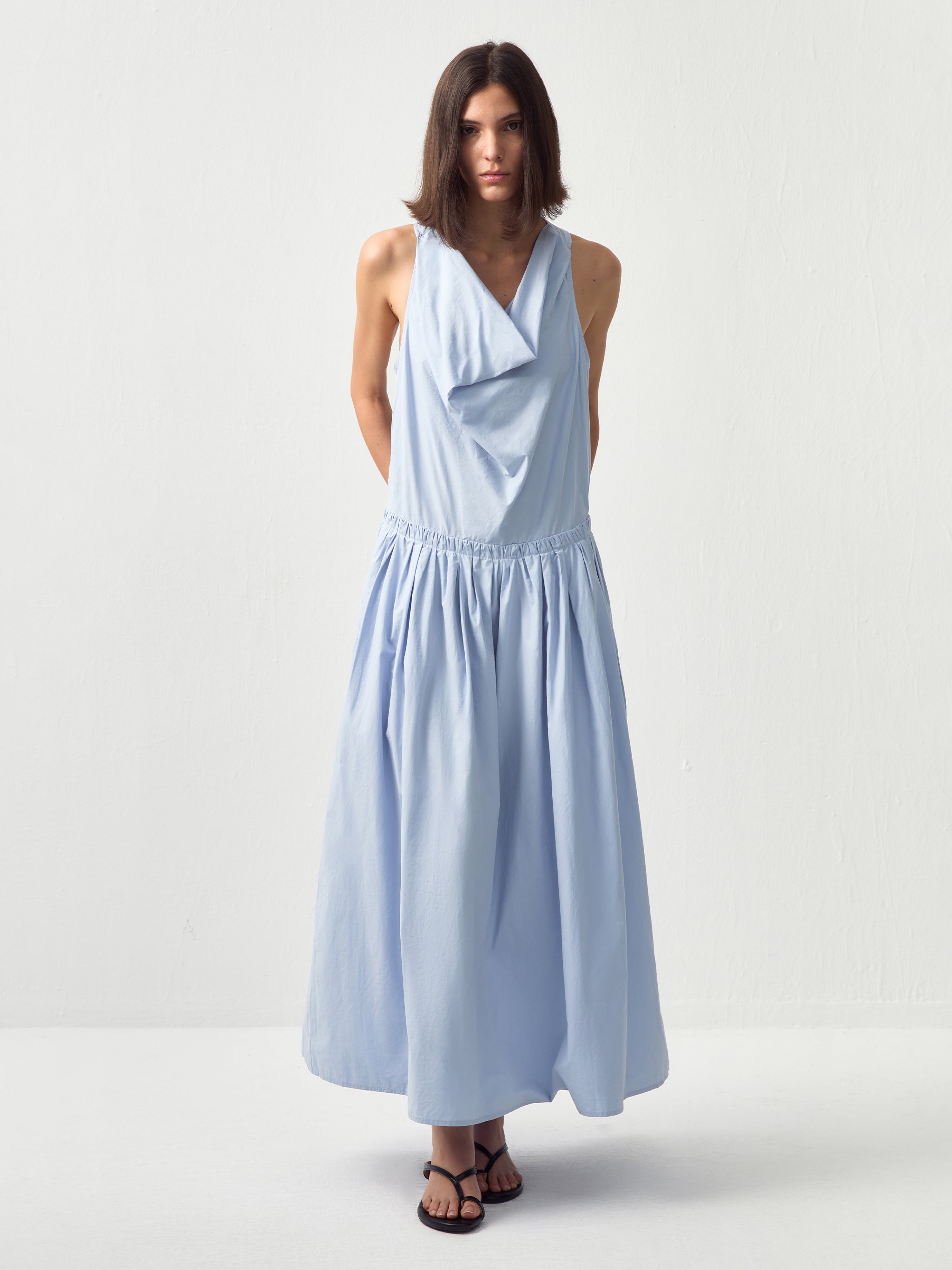 CUBIC 100% Cotton Halter Neck Cowl Dress-5