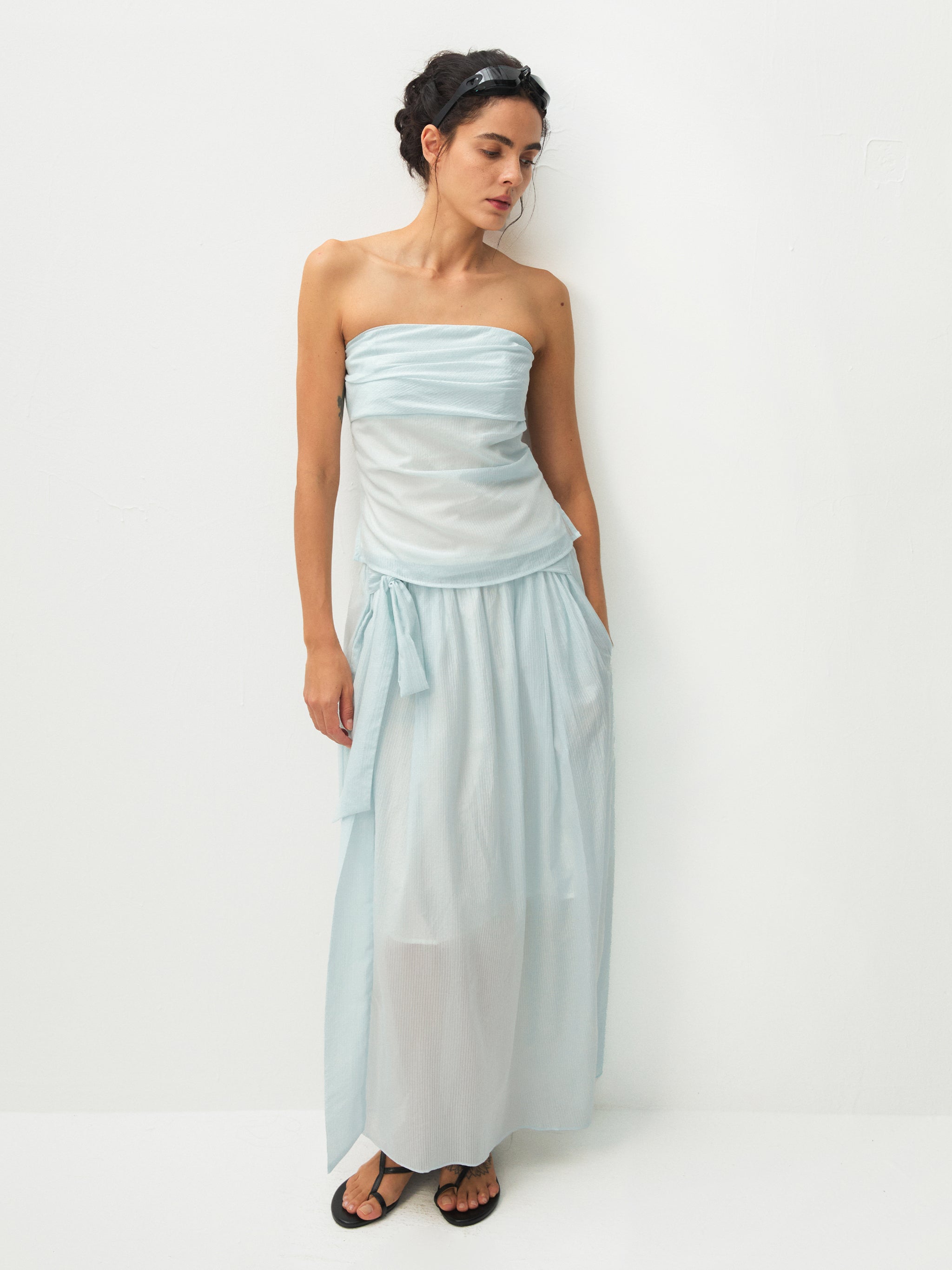 CUBIC Recycled Viscose Blend Strapless Maxi Skirt Set-2