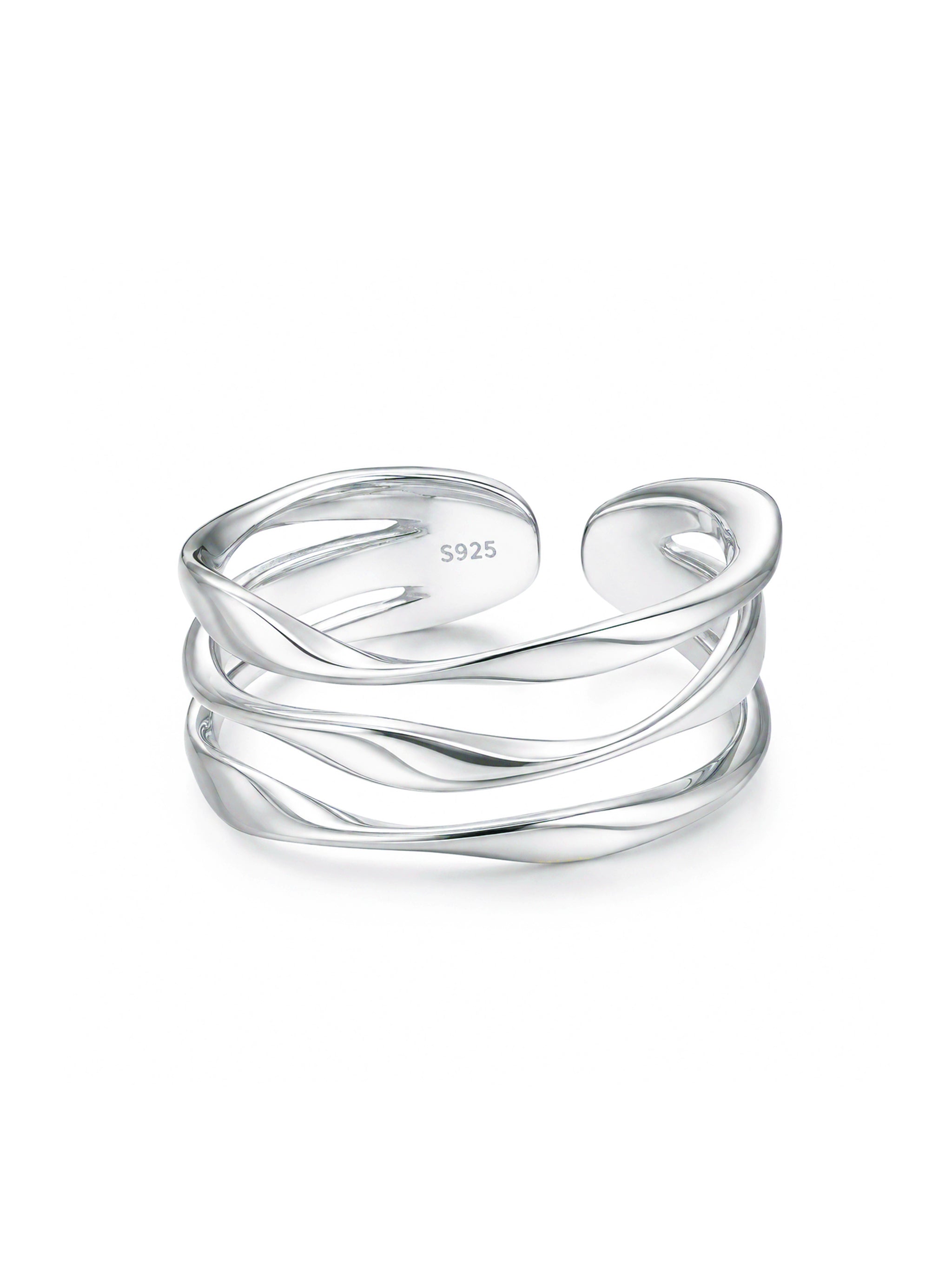 Twisted Streamline Wave Open Ring-2