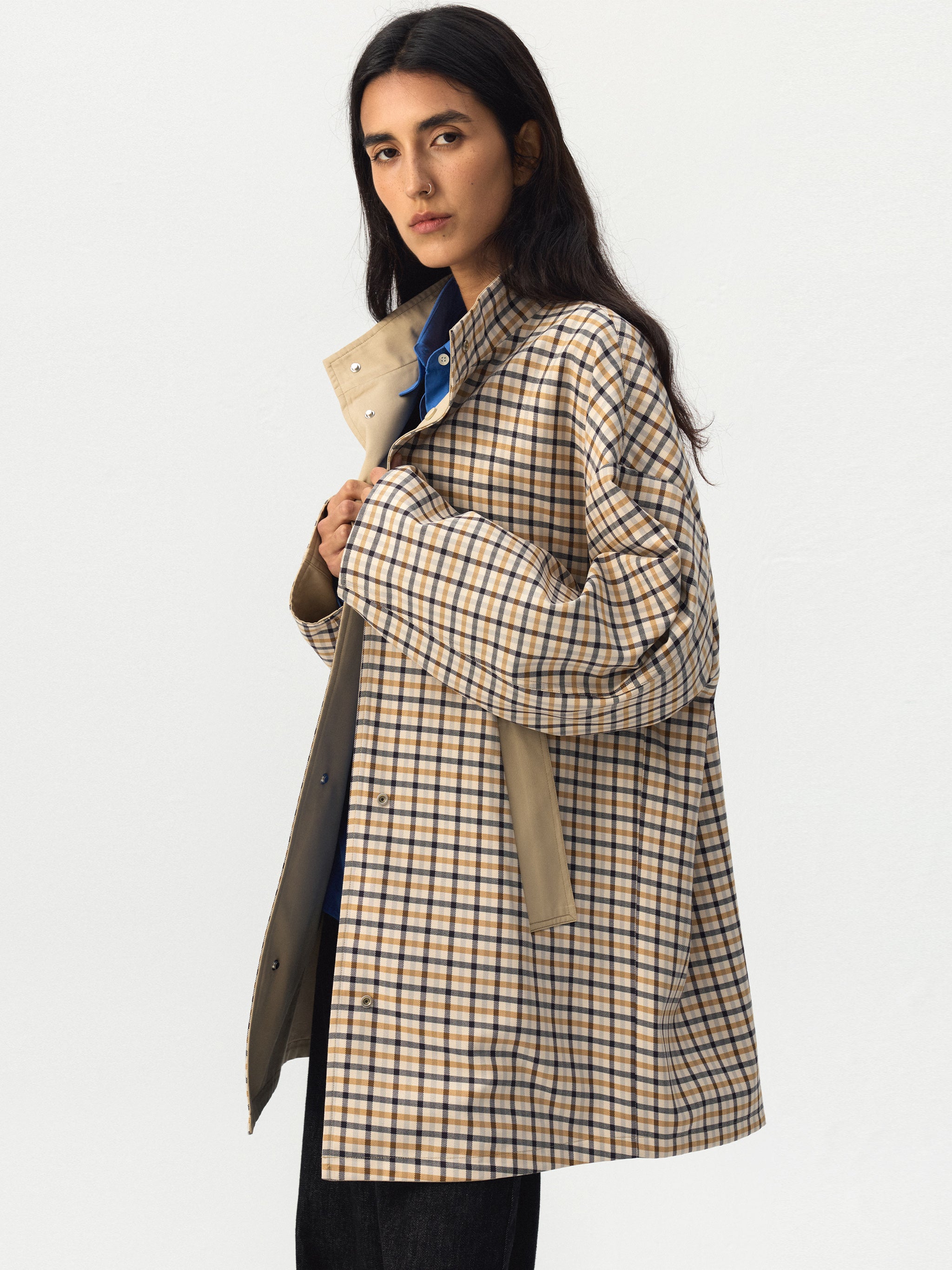 Funnel Neck Reversible Trench Coat-2