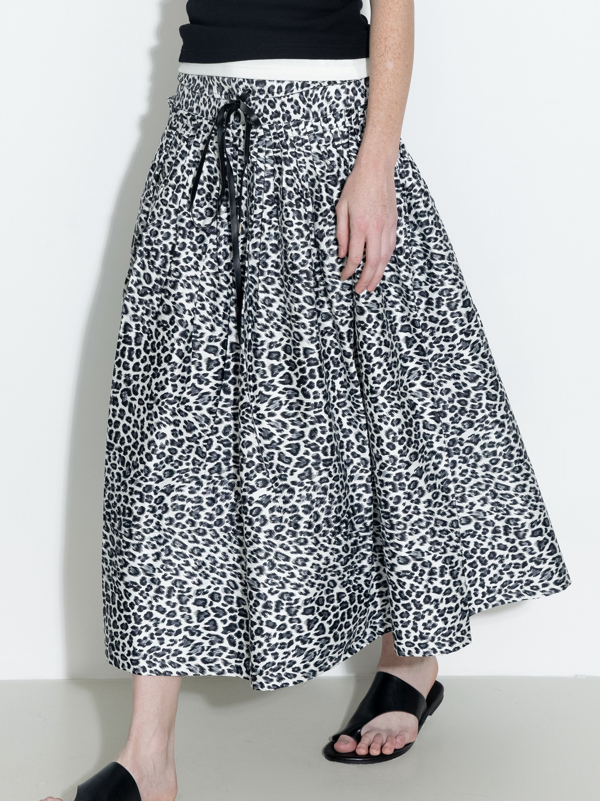 100% Cotton Leopard Print A-Line Skirt-2