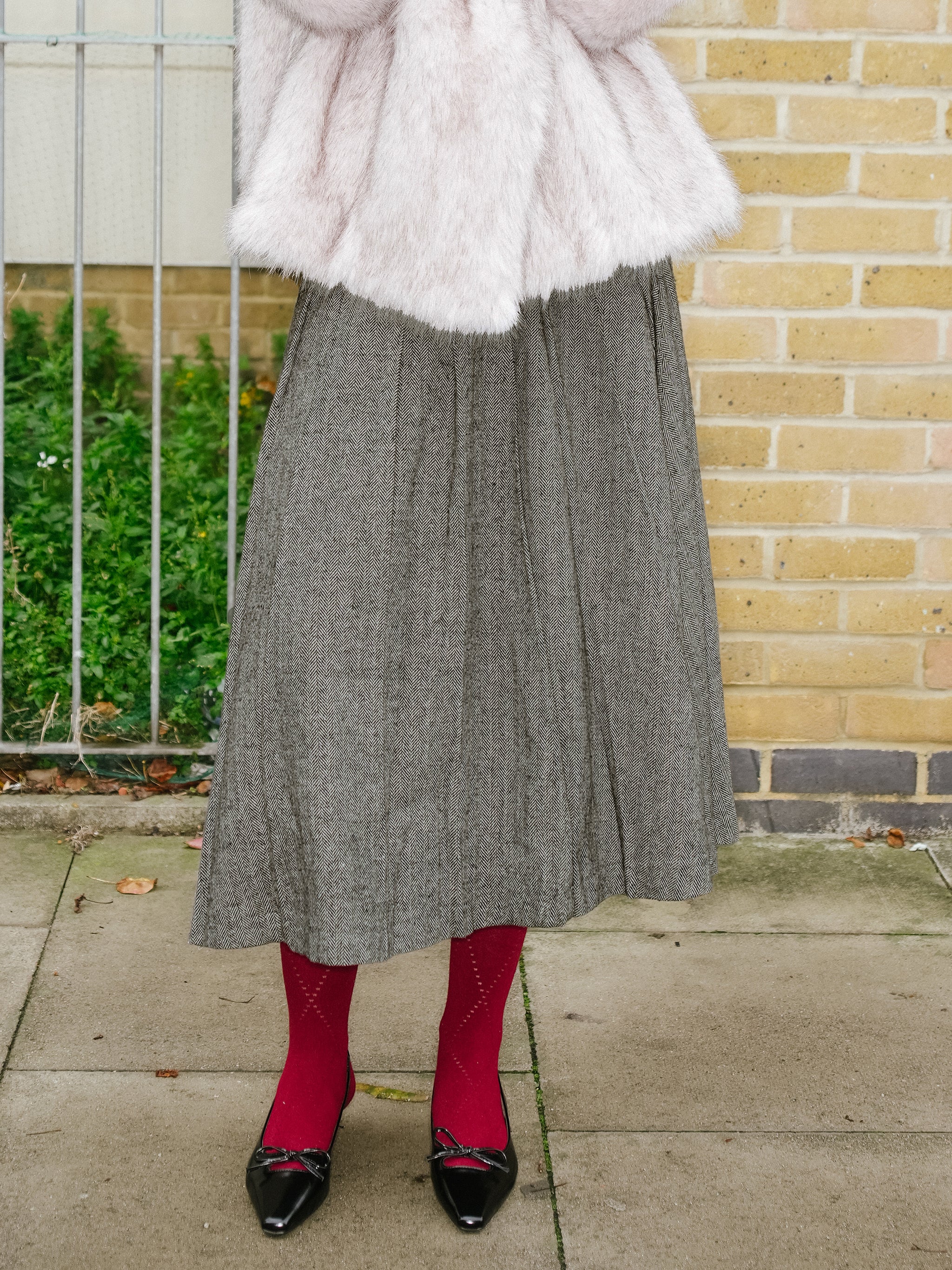 Gray Pleated Maxi Skirt-2