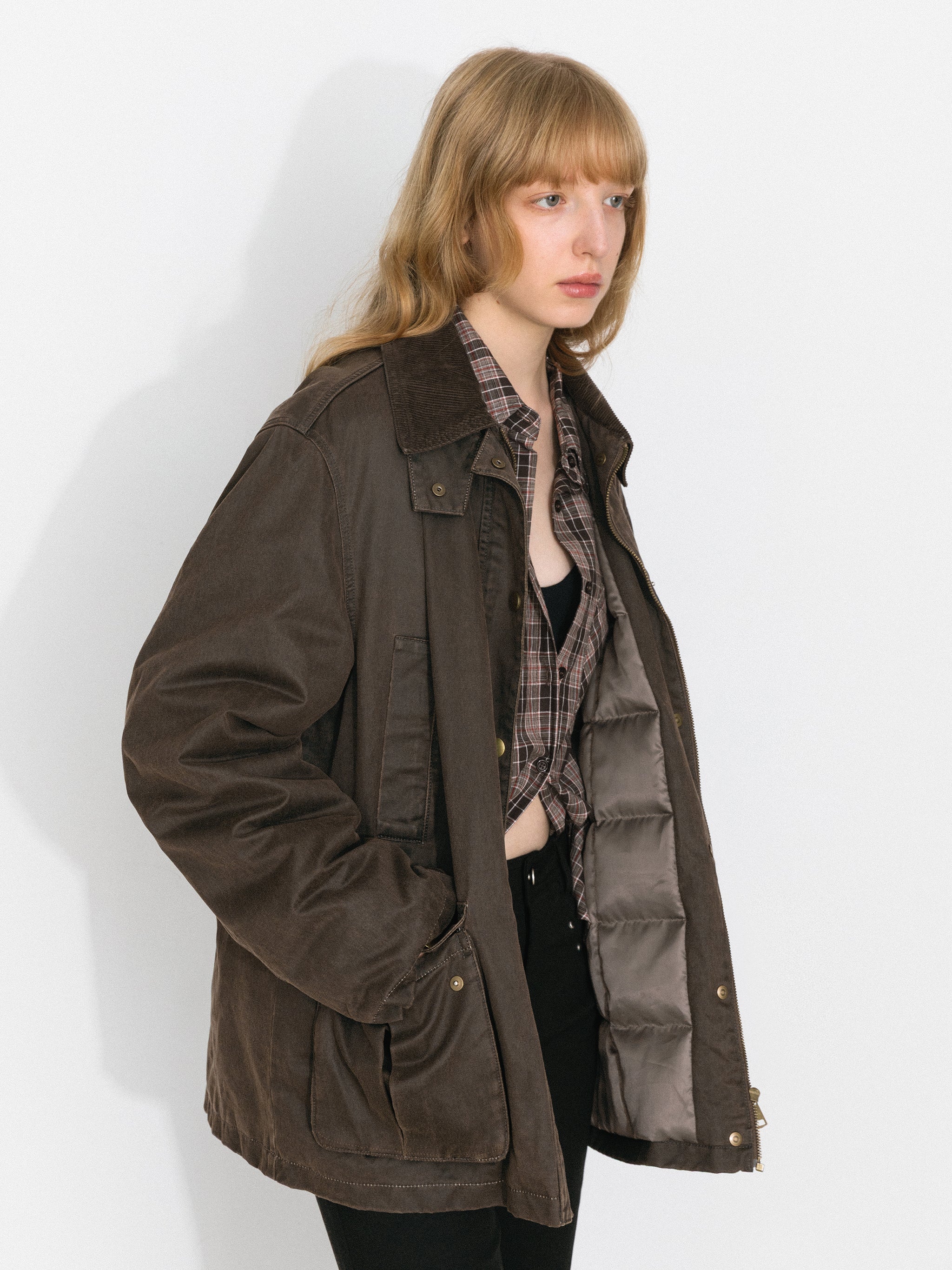 Washed Stand-Collar Workwear Down Jacket-2