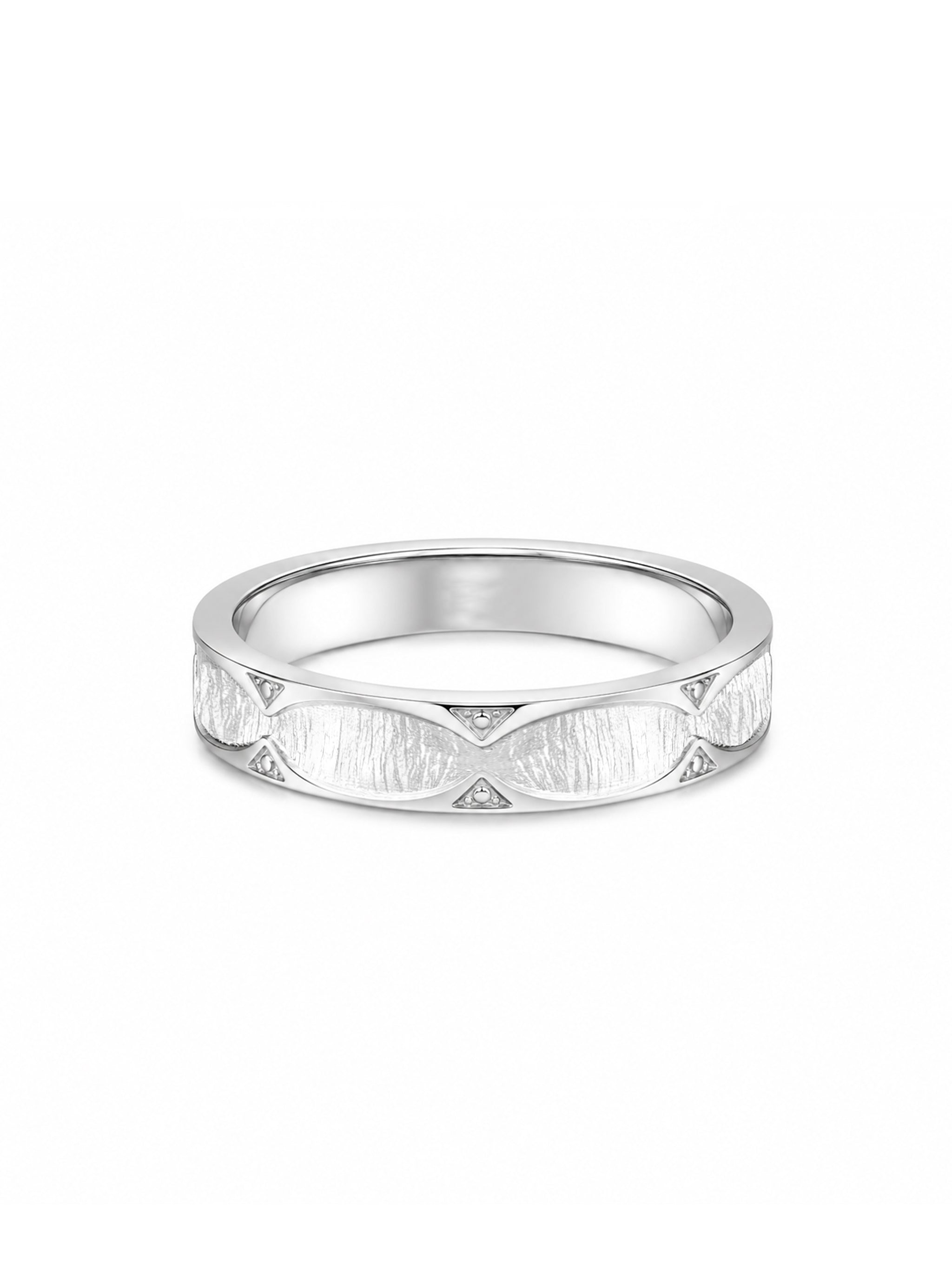 Vintage Textured Triangle Wide Band Ring-2
