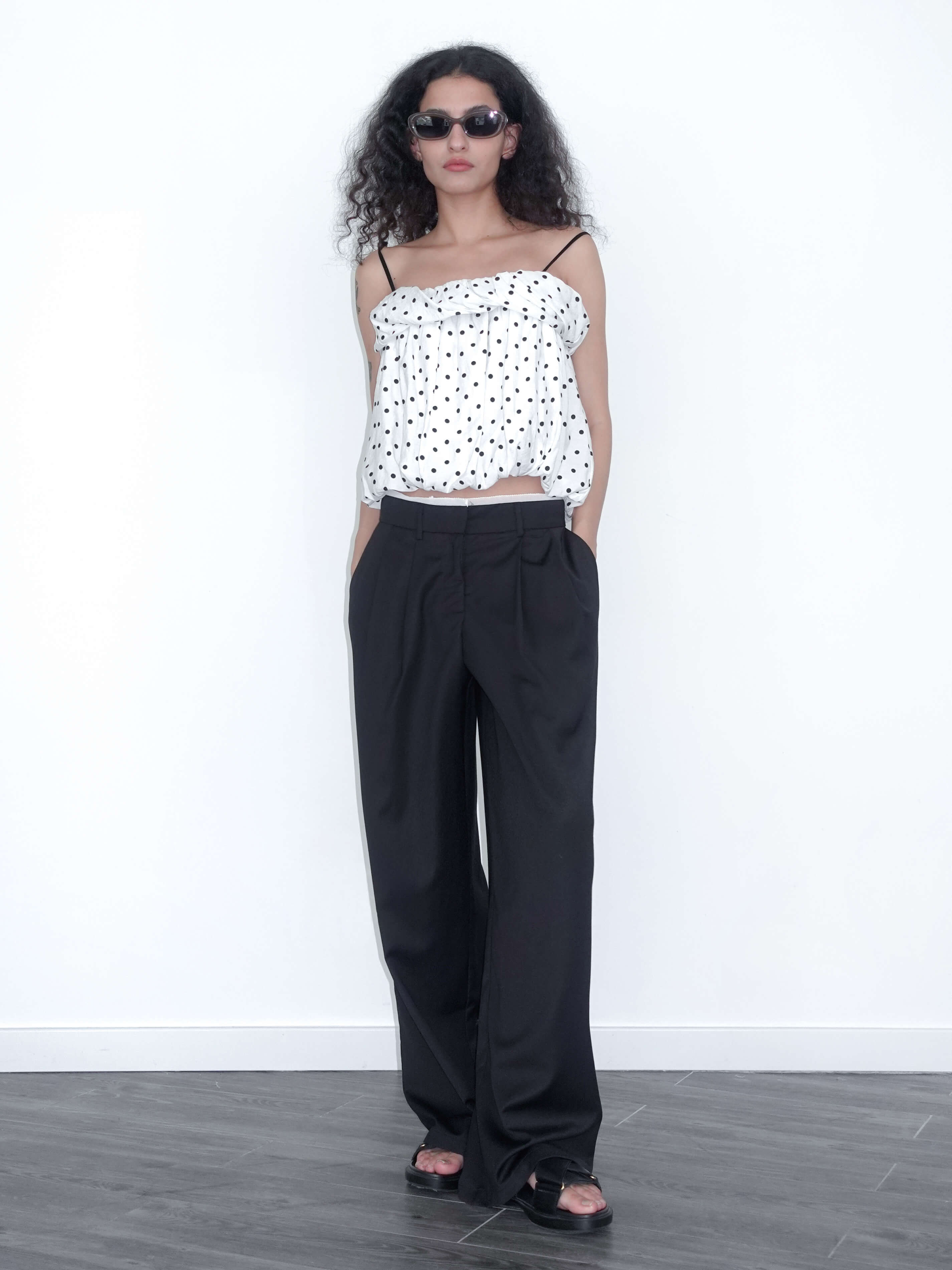 Polka Dots Print Cropped Cami Top-2