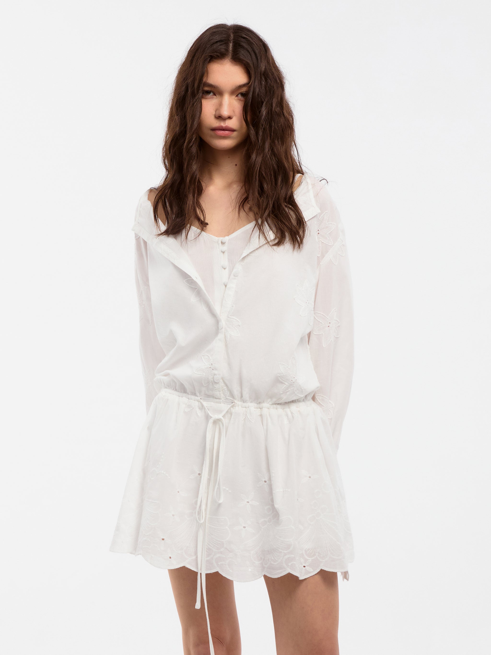 CUBIC Pure Cotton Shirt Dress with Lace-2