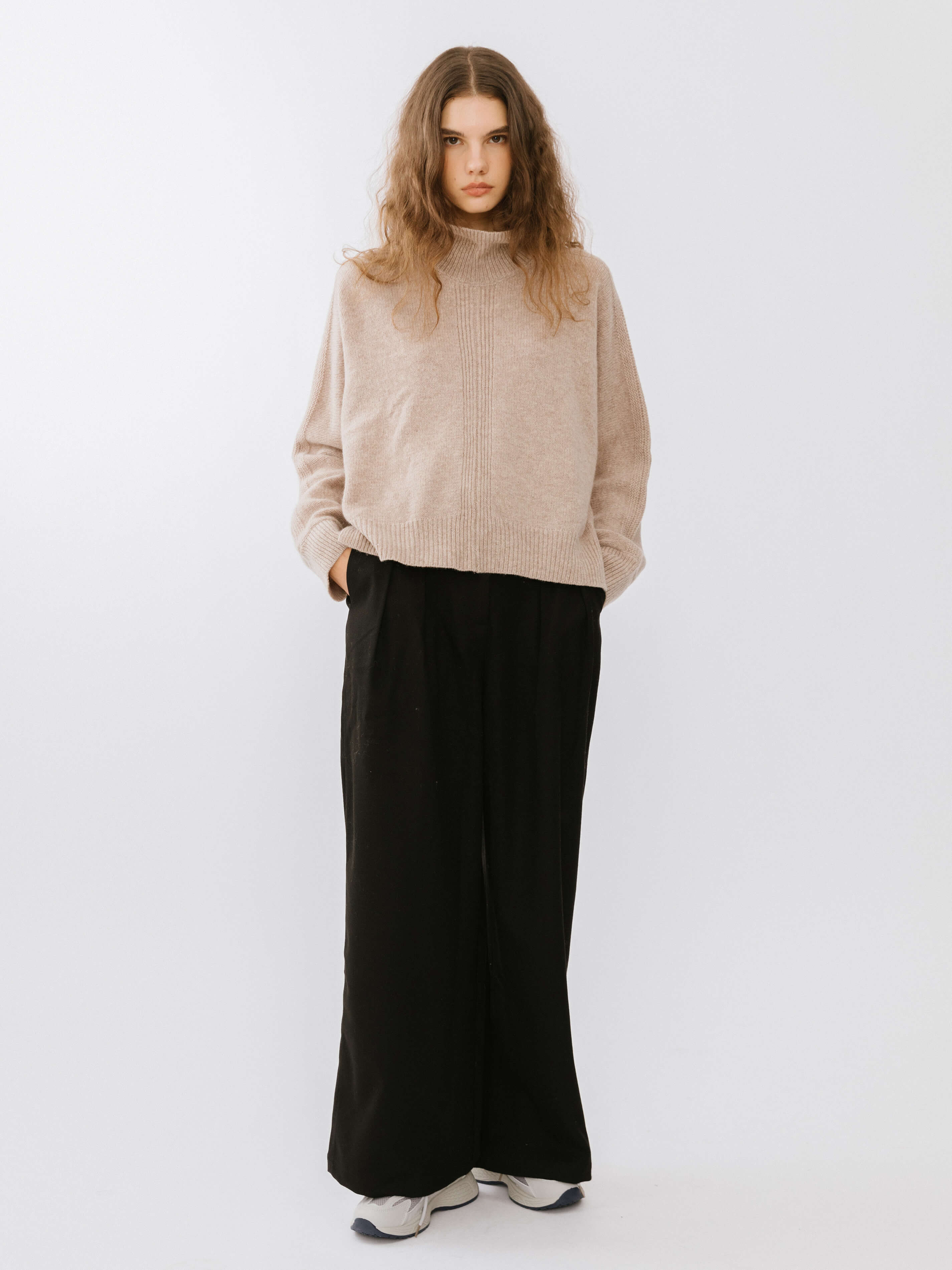 High Neck Sheep Wool Sweater-2