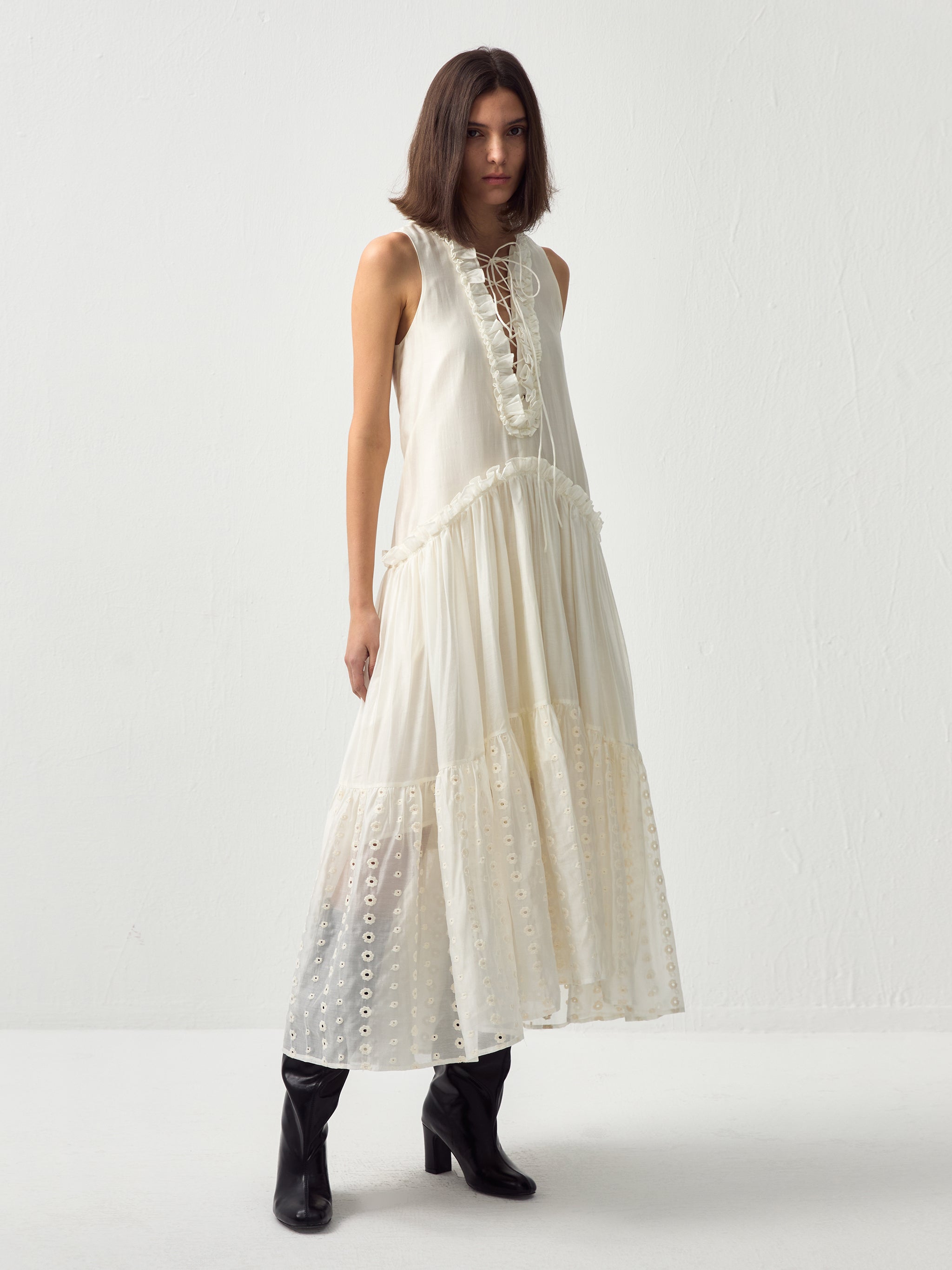 CUBIC Lace Drawstring Maxi Dress