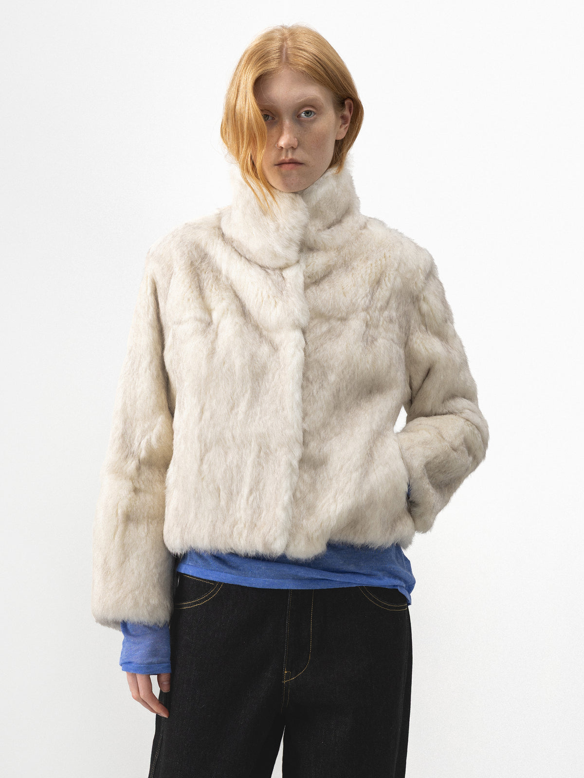 CUBIC Stand-Collar Rabbit-Fur Jacket-2